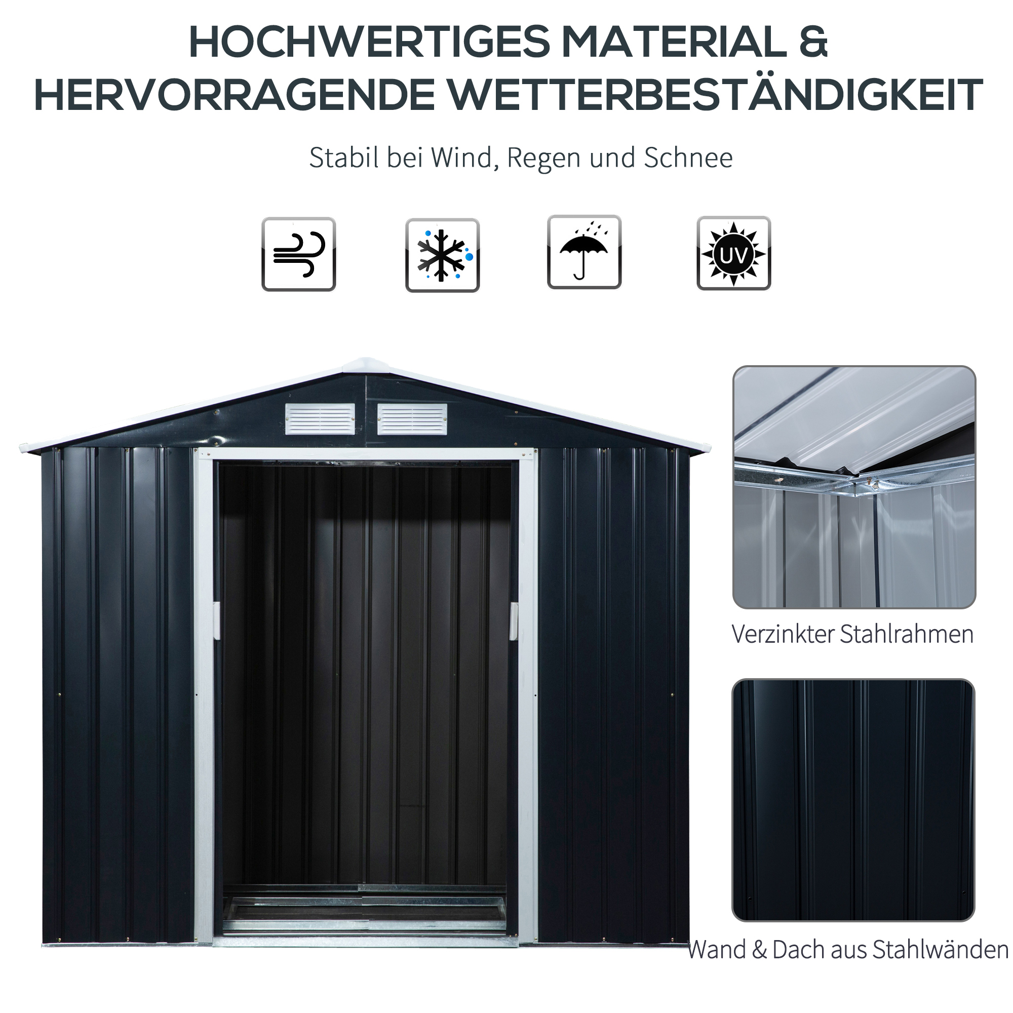 Gereedschapschuur Tuinschuur Metaal kolengrijs