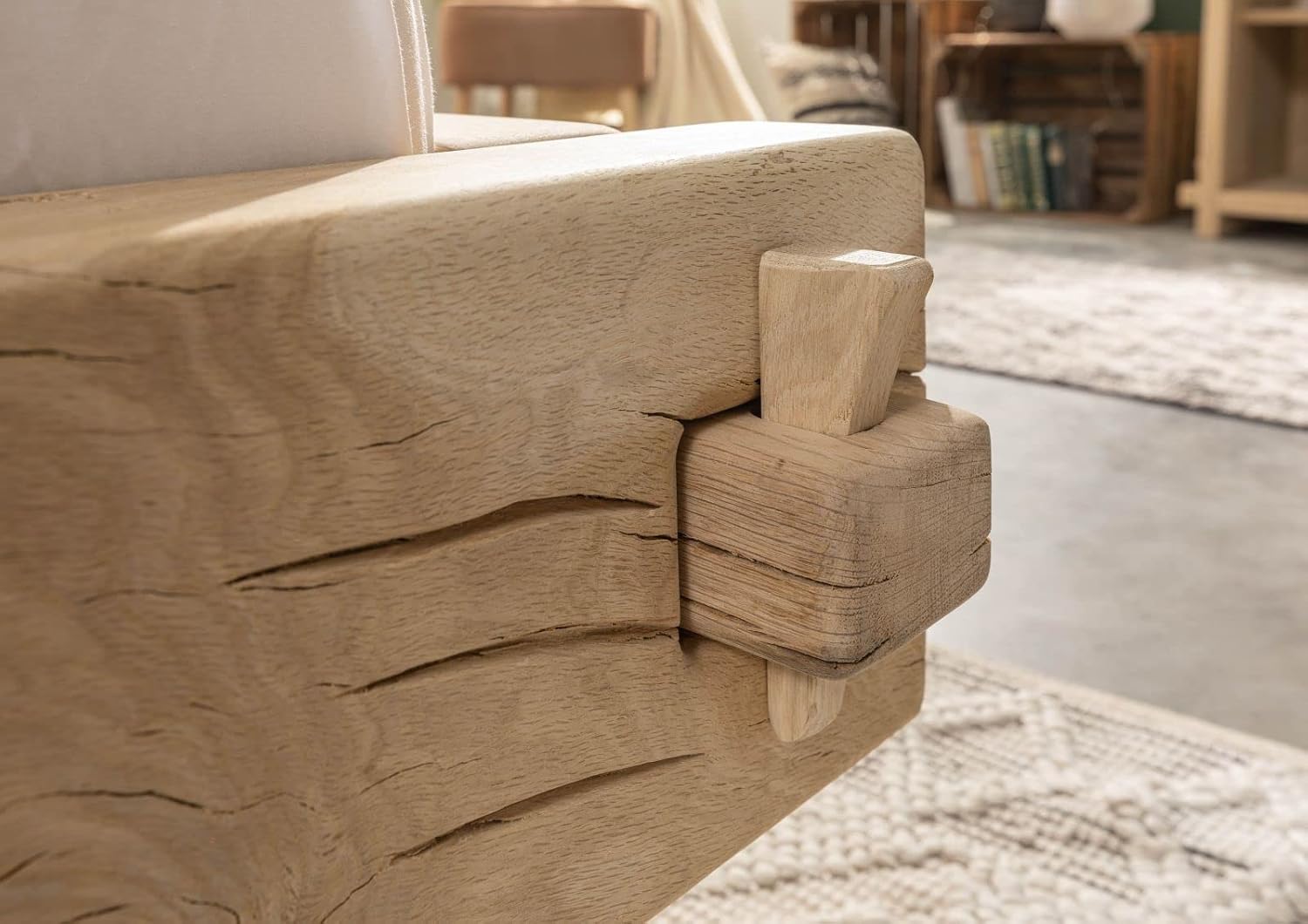 MASSIVMOEBEL24.DE Bett Holzbett Balkenbett Massivholzbett 200x200 Eiche Holz massiv Natur geölt Oak Heart #04