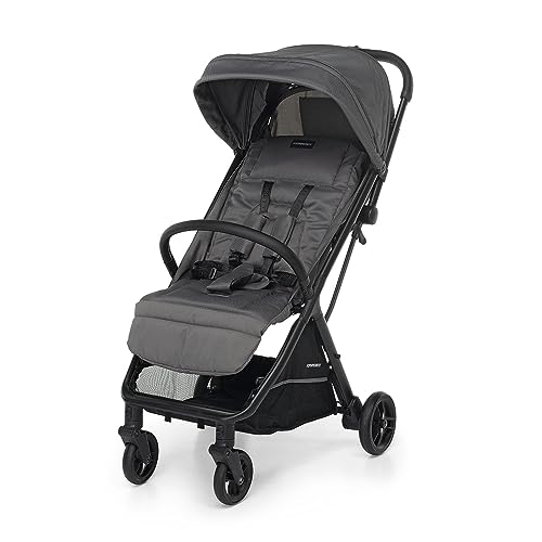 Foppapedretti Passeggino Compatto Jumbo, 0 22 Kg (0 4 anni), Chiusura ad 1 mano, Chiusura Self Standing, Schienabile Regolabile, Ruote Ammortizzate, Cesto Porta Oggetti, Telaio in Alluminio, Graphite : Prima infanzia