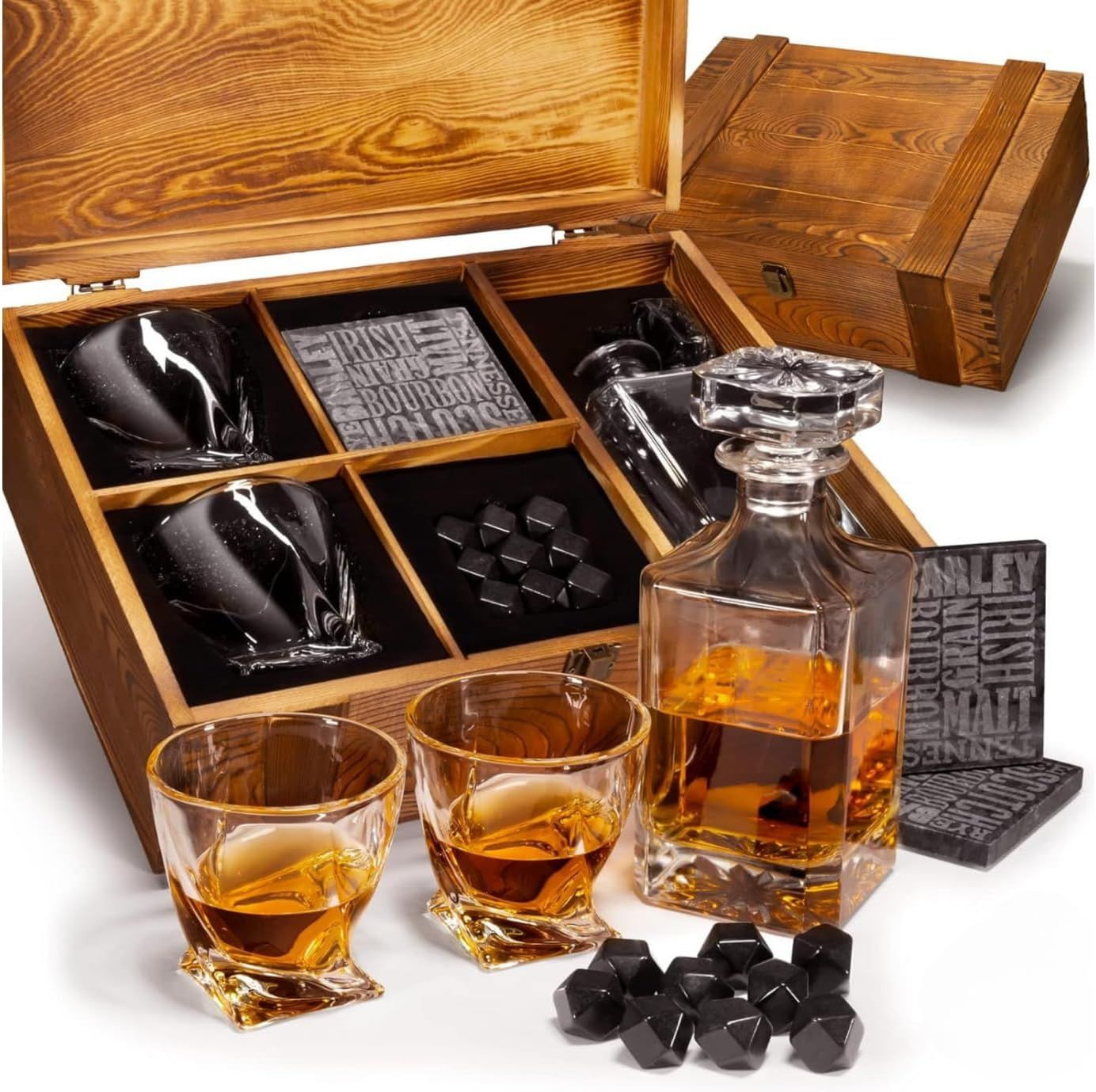 Premium Whiskey Decanter Gift Set with Glasses and Accessories