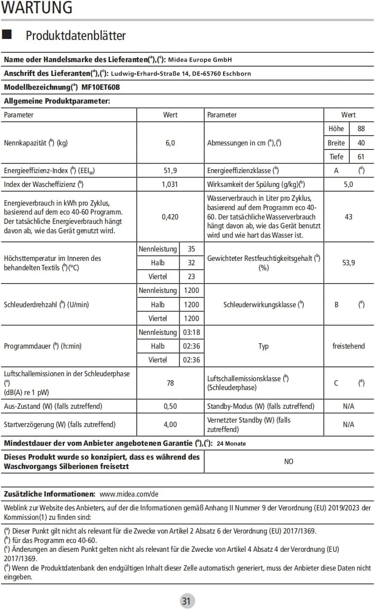 Midea bovenlader wasmachine MF10ET70B / 7KG / A / 1200 tpm/BLDC invertermotor/stoomfunctie/SoftOpener/XL deursopening/kort 15'&45' / meerdere temperatuuropties/AquaStop, wit