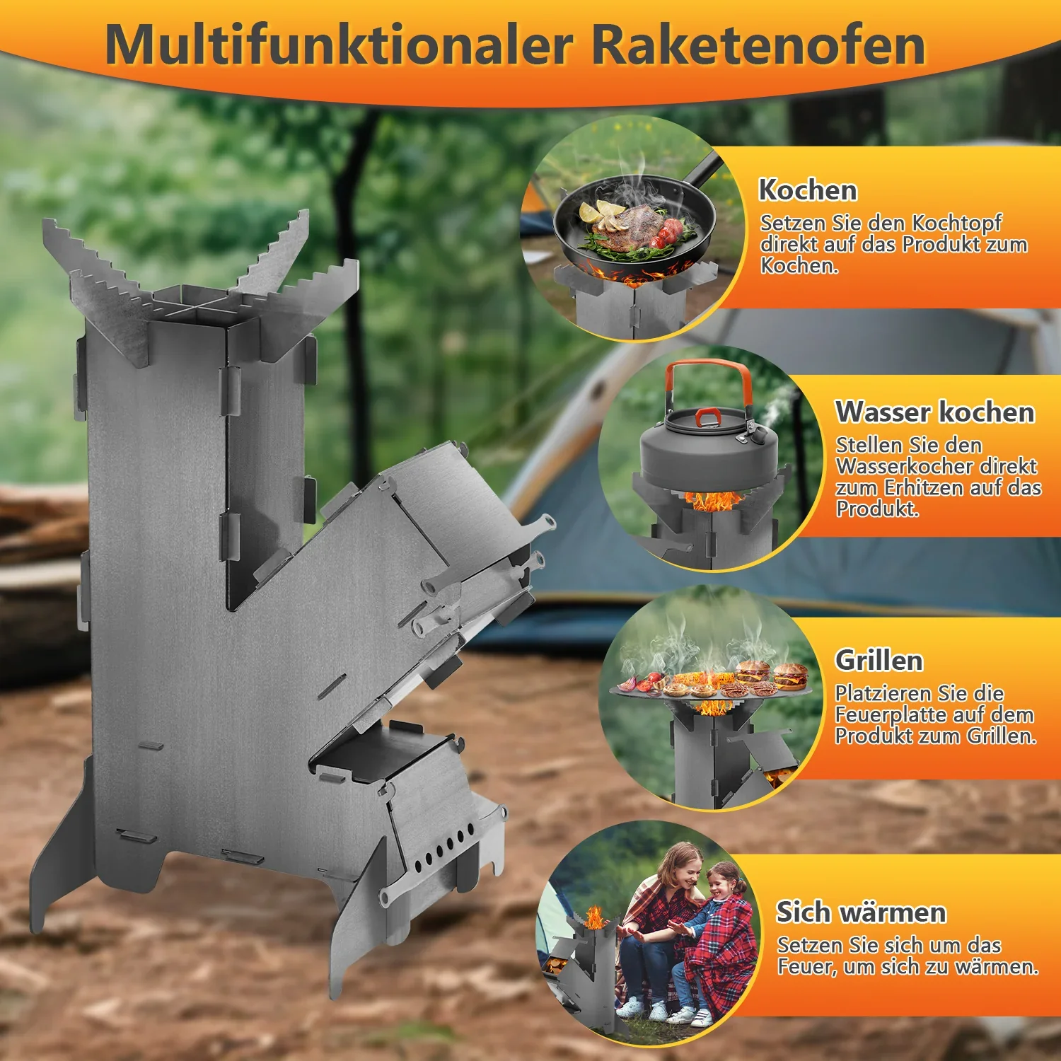 Sonnewelt Raketankachel Fire Gietijzeren Kachel Grillplaat