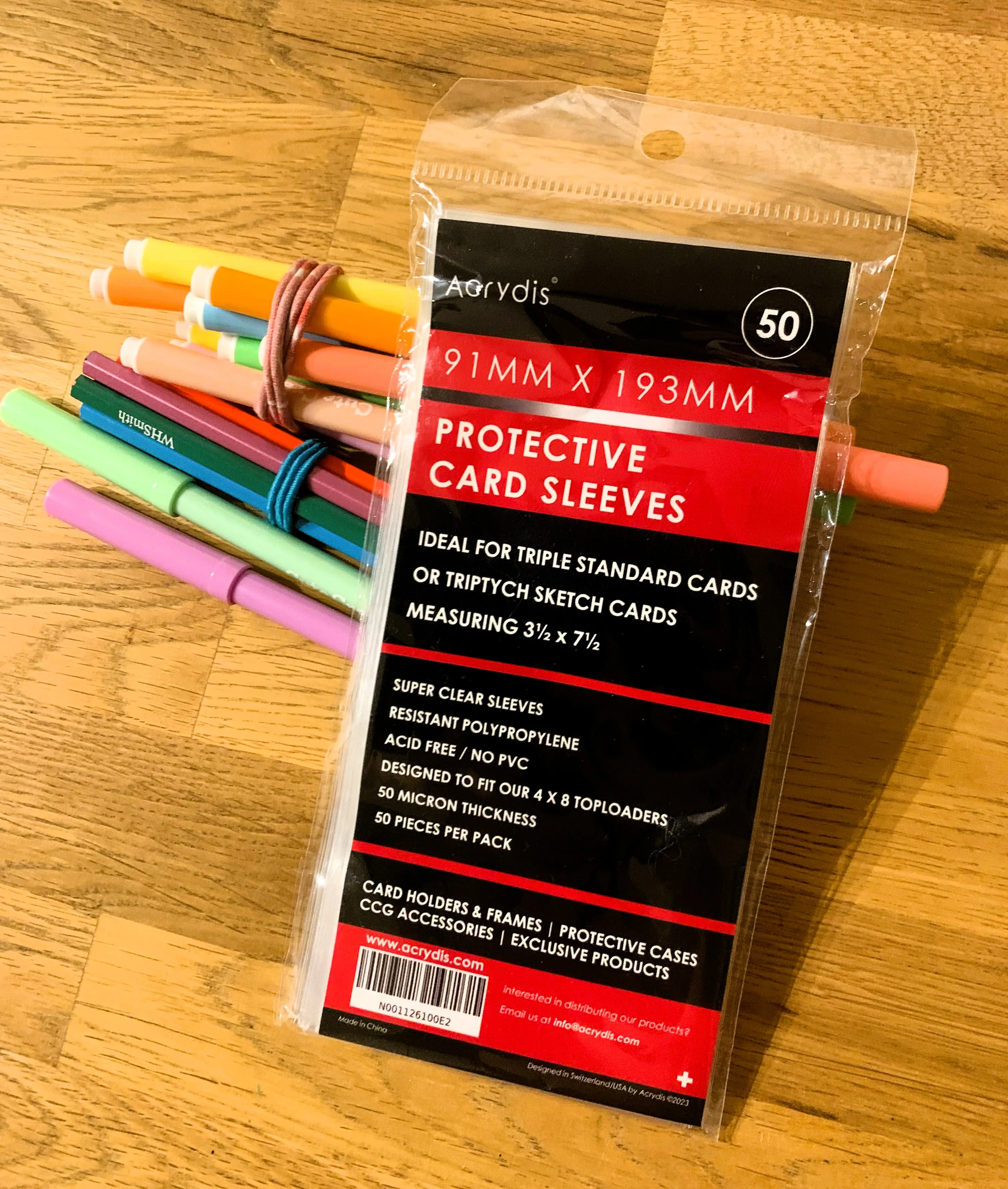Protective card sleeves 91x193mm. For triptych sketch cards or triple standard cards.