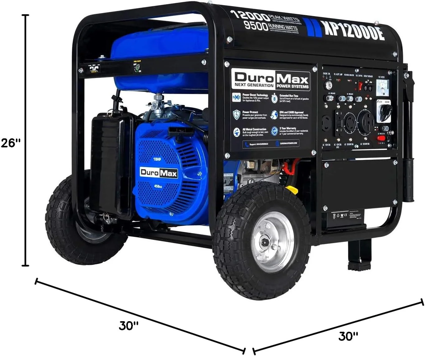 13.000-Watt Dual Fuel Portable Generator - Gas & Propane. Electric Start. Whole Home Backup Power. Transfer Switch Ready. RV & Emergency Ready