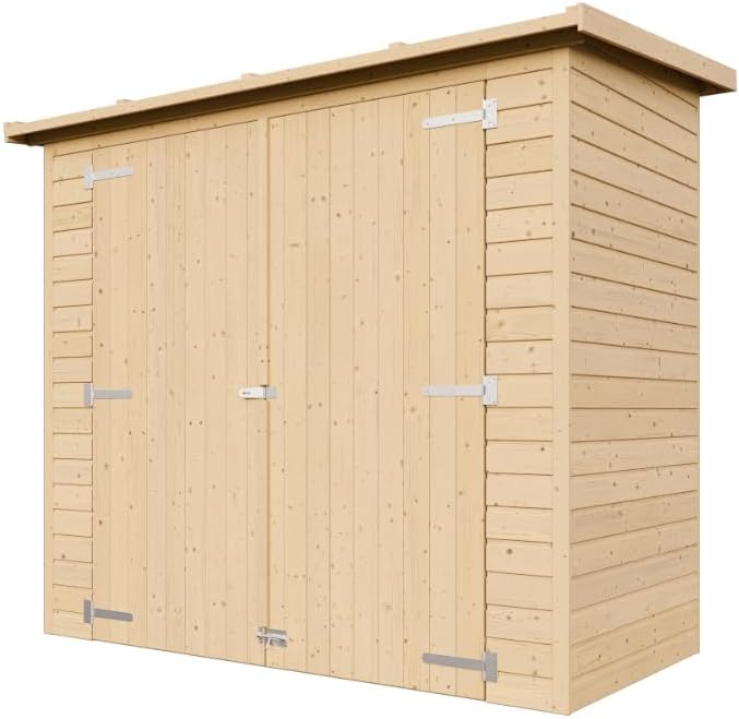 TIMBELA Gartenhaus Holz H194x123x223 cm/2.1 m², mit 17 mm Wandstärke - Geräteschuppen Holz ohne Boden, Gartenhütte Holz, Fahrrad Schuppen, Gerätehaus - Wasserfestes Dach TIMBELA M348