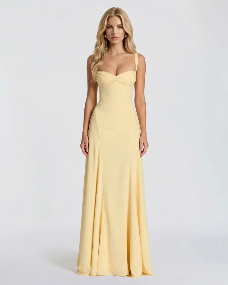 Maxikleid mit Korsett-Oberteil und Herz-Ausschnitt | Bodenlanges Abendkleid im Meerjungfrau-Stil f��r festliche Anl?sse
