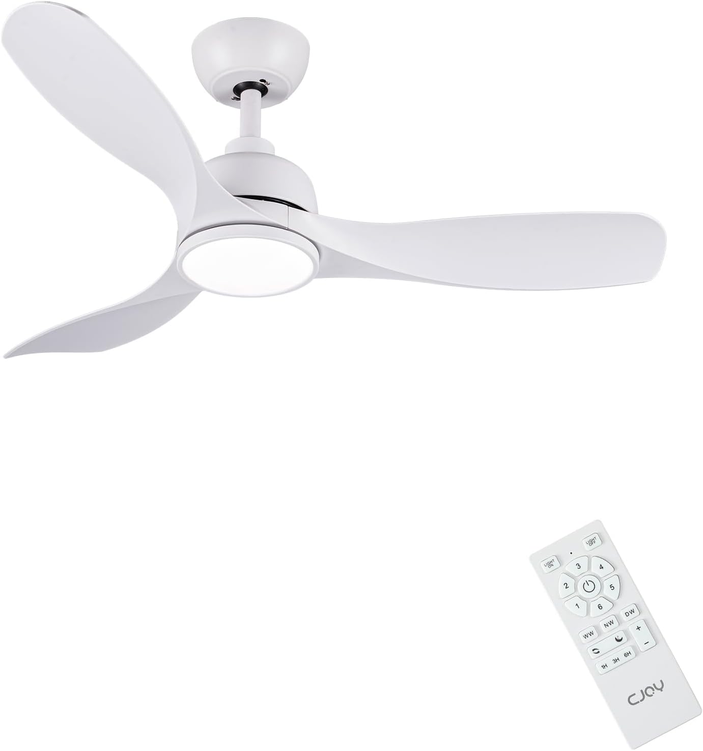 CJOY Deckenventilator mit Beleuchtung Leise, Ø107cm Deckenventilator mit Licht und Fernbedienung 3 Farbtemperaturen, Dimmbare LED, Reversibel DC, 6 Geschwindigkeiten für Schlafzimmer Terrasse