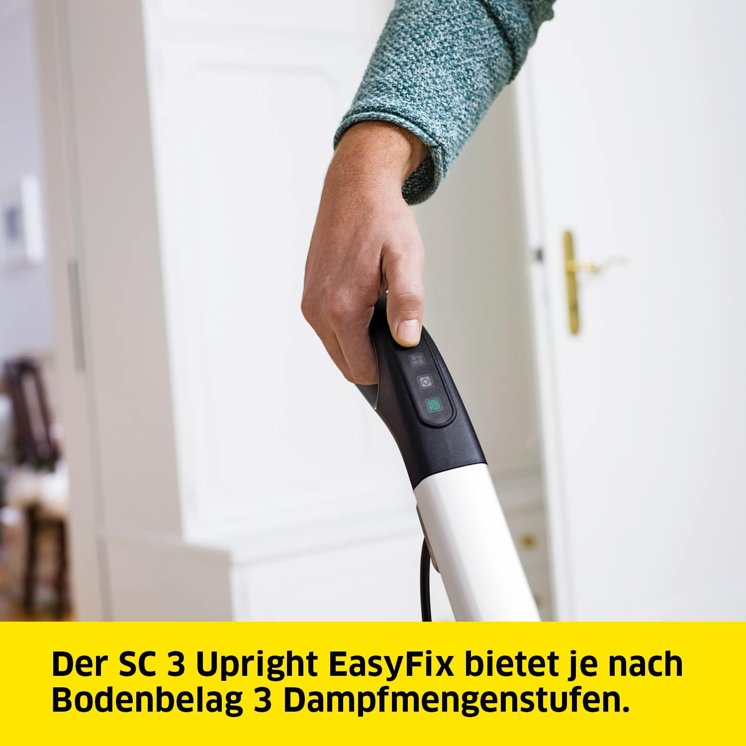 Krcher Dampfreiniger SC 3 Upright EasyFix, Aufheizzeit: 0,5 min., Flchenleistung: ca. 60 m, Tank: 0,5 l, Heizleistung: 1.600 W, mit Bodendüse, Bodentuch, Teppichgleiter, Entkalkungskartusche