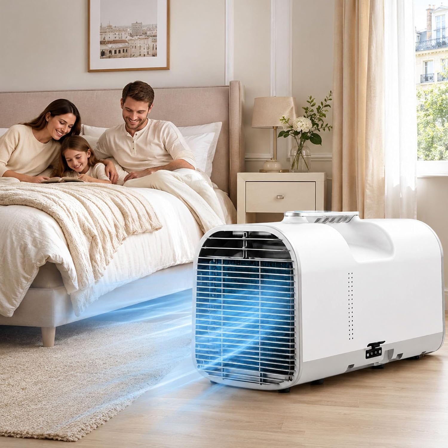 4-In-1 Camping-Klimagerät, Tragbare Klimaanlage, Mobiler Klimagerät, Professioneller Luftkühler Für Hütte Und Büro, 4 Modi: Kühlen/Ventilieren/Entfeuchten/Schlafen, Für Reisen 1500W