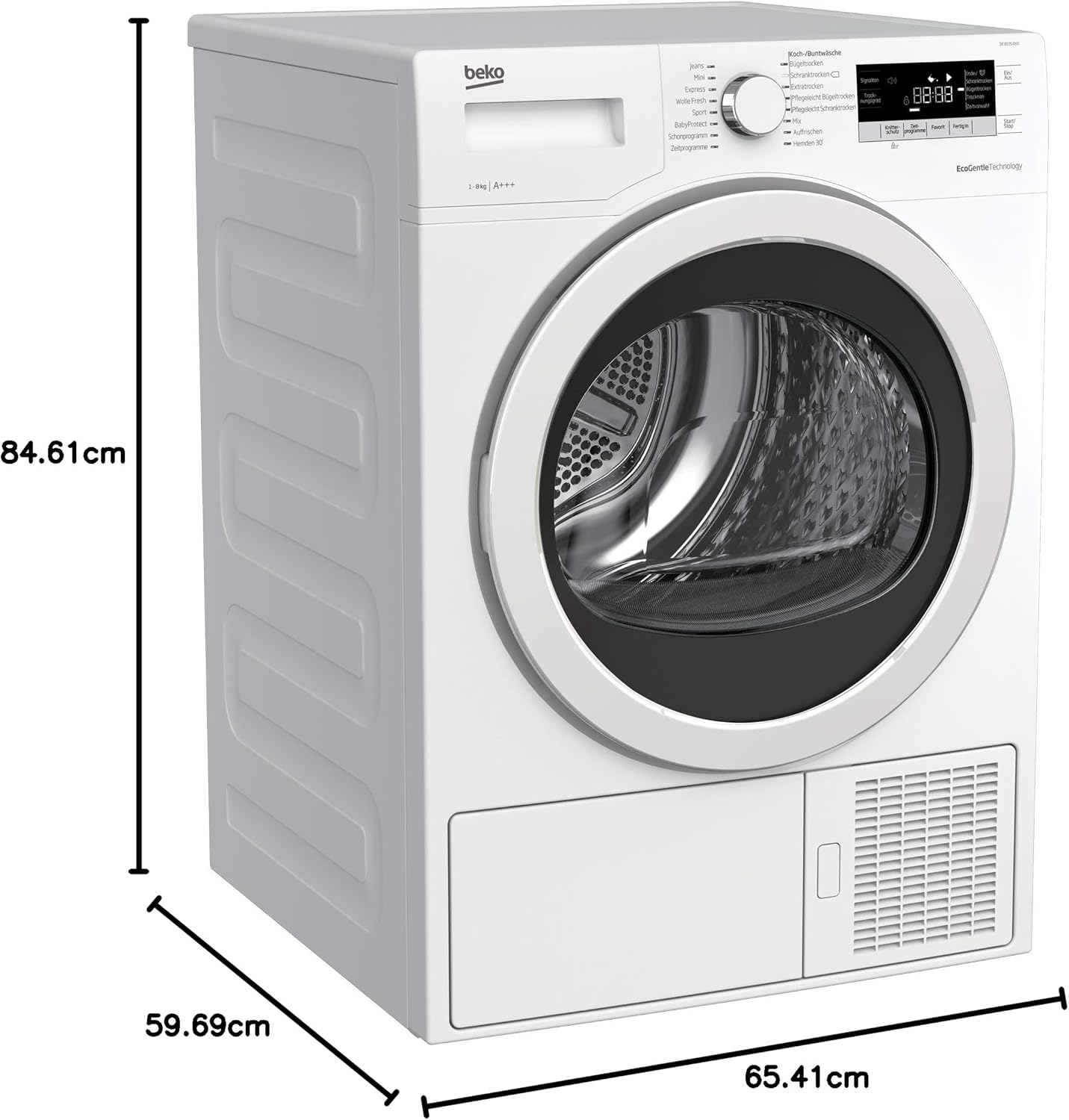 Beko B5T4824IF bPRO 500 Wschetrockner, 8 kg, Frontlader Wrmepumpentrockner, allergikergeeignet, 15 Programme, Dampffunktion, Knitterschutz, Silent-Programm, AquaWave Schontrommel, Wei