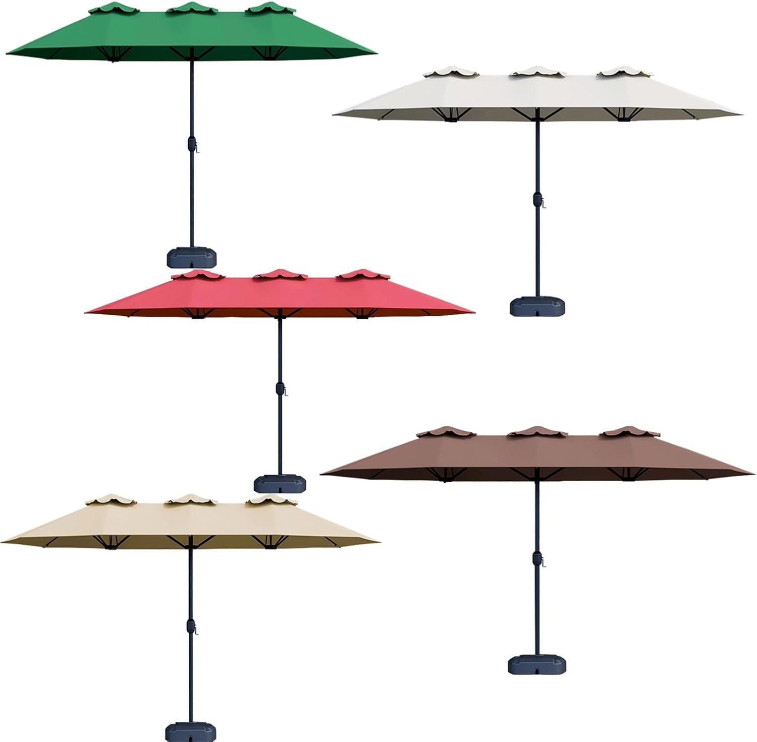 Tragbarer Outdoor-Regenschirm, Terrassenschirm Mit Sockel, Langlebig, Leicht, for Pool, Veranda, Garten, Terrasse, Hinterhof(Beige,Large Base)