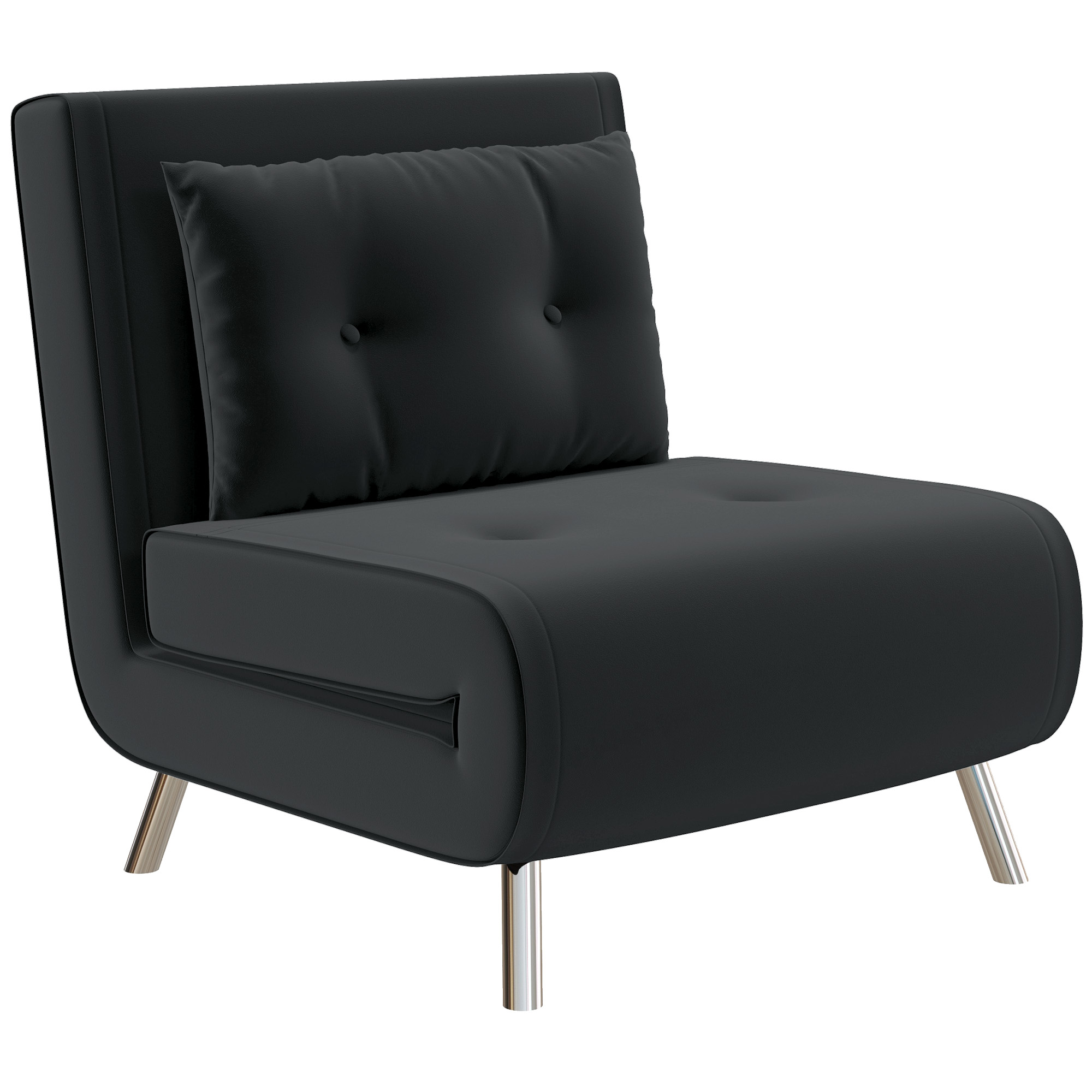 Ligstoel Stoel met Ligfunctie Slaapstoel, Knoophechting, fluweeloptiek, 77 cm x 88 cm x 83 cm, Zwart