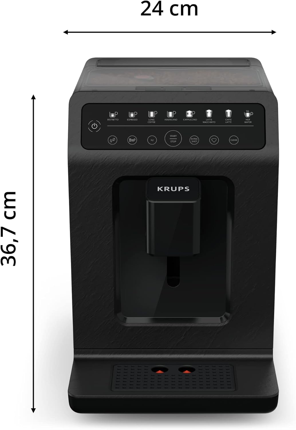 Krups Evidence ECOdesign Kaffeevollautomat mit Milchschlauch, 8 Getränke, 2-Tassen-Funktion, Recyceltes Material, Kaffeemaschine, Weiß/Schiefer, EA897A10