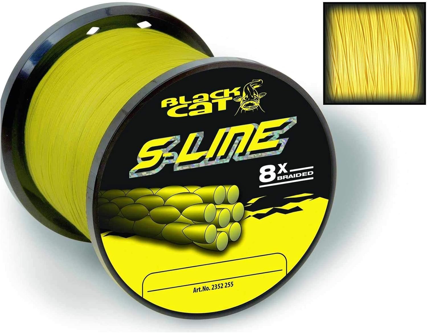 Rhino Black Cat S-Line 0,38mm 40kg gelb Welsangelschnur geflochten Wunschlänge