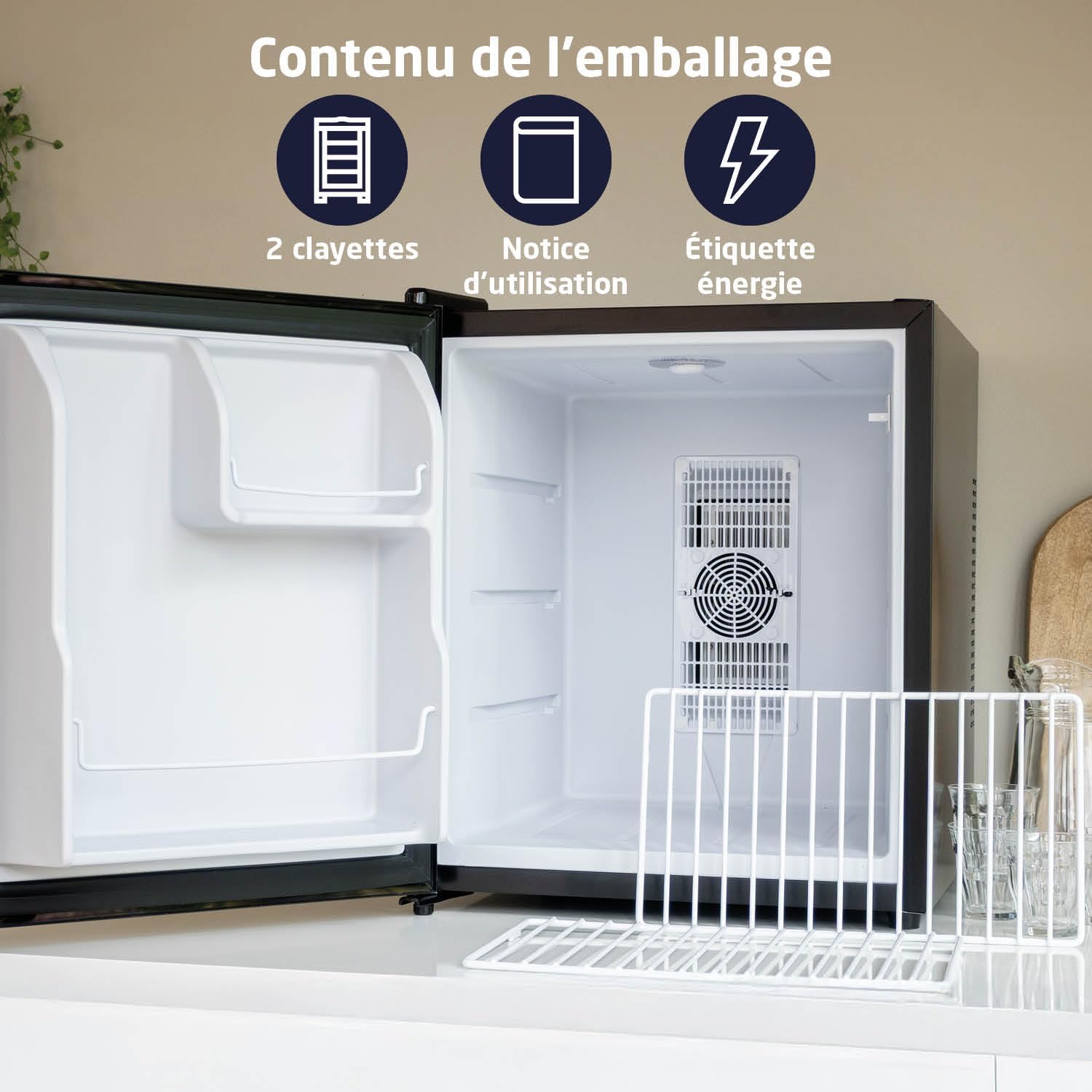 BREND BR-2240 Mini réfrigérateur thermoélectrique - 44 L - Silencieux 35 dB - LED - Économe en énergie - Pour chambre, bureau ou camping