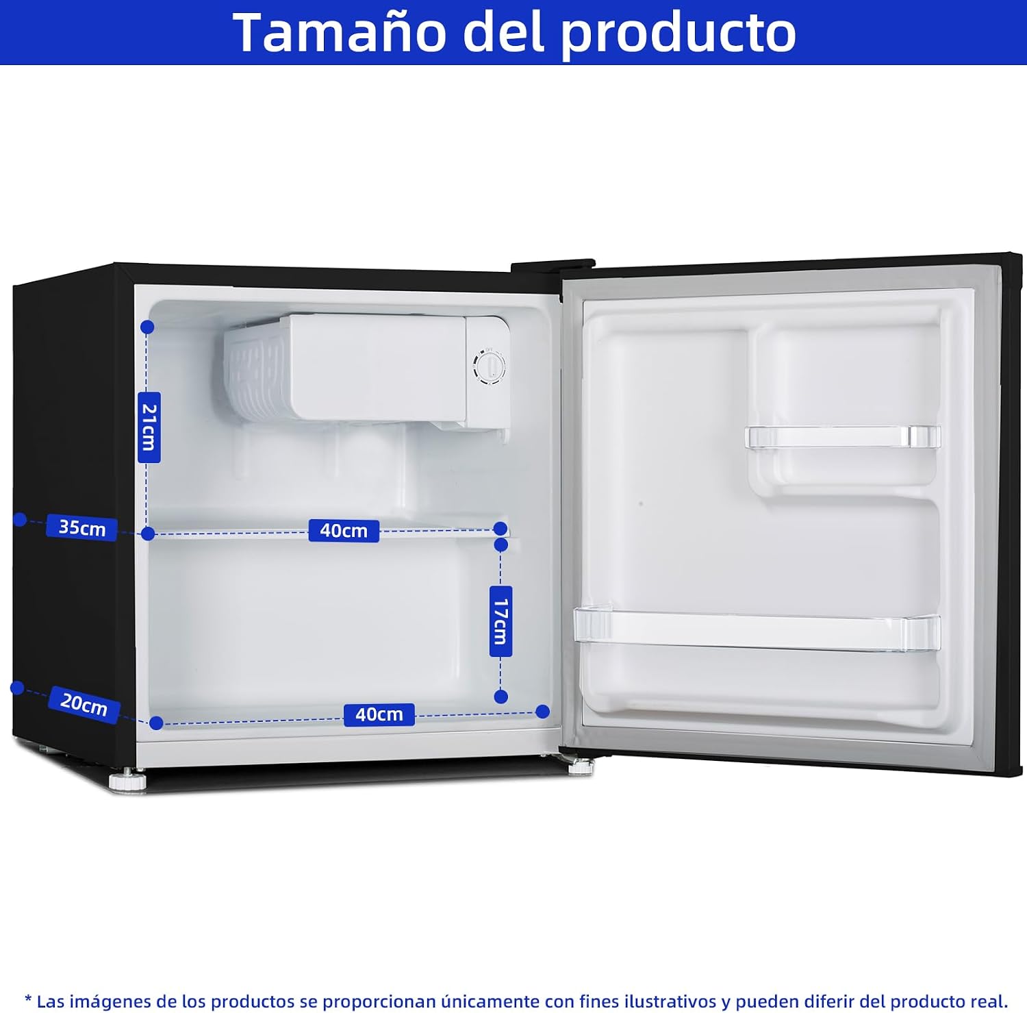 CHIQ Frigorífico Minibar capacidad 46L, Compresor incorporada, Botellero y Compartimiento Congelador, Control de Temperatura regulable, Bajo Nivel de ruido, Puerta Reversible, Color Negro