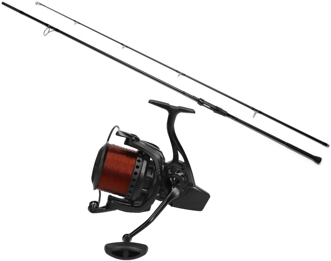 Mostal Karpfencombo Big Pit 8000 + CR 8 Carp 12ft 3,50lbs + Schnur Karpfen Angelset