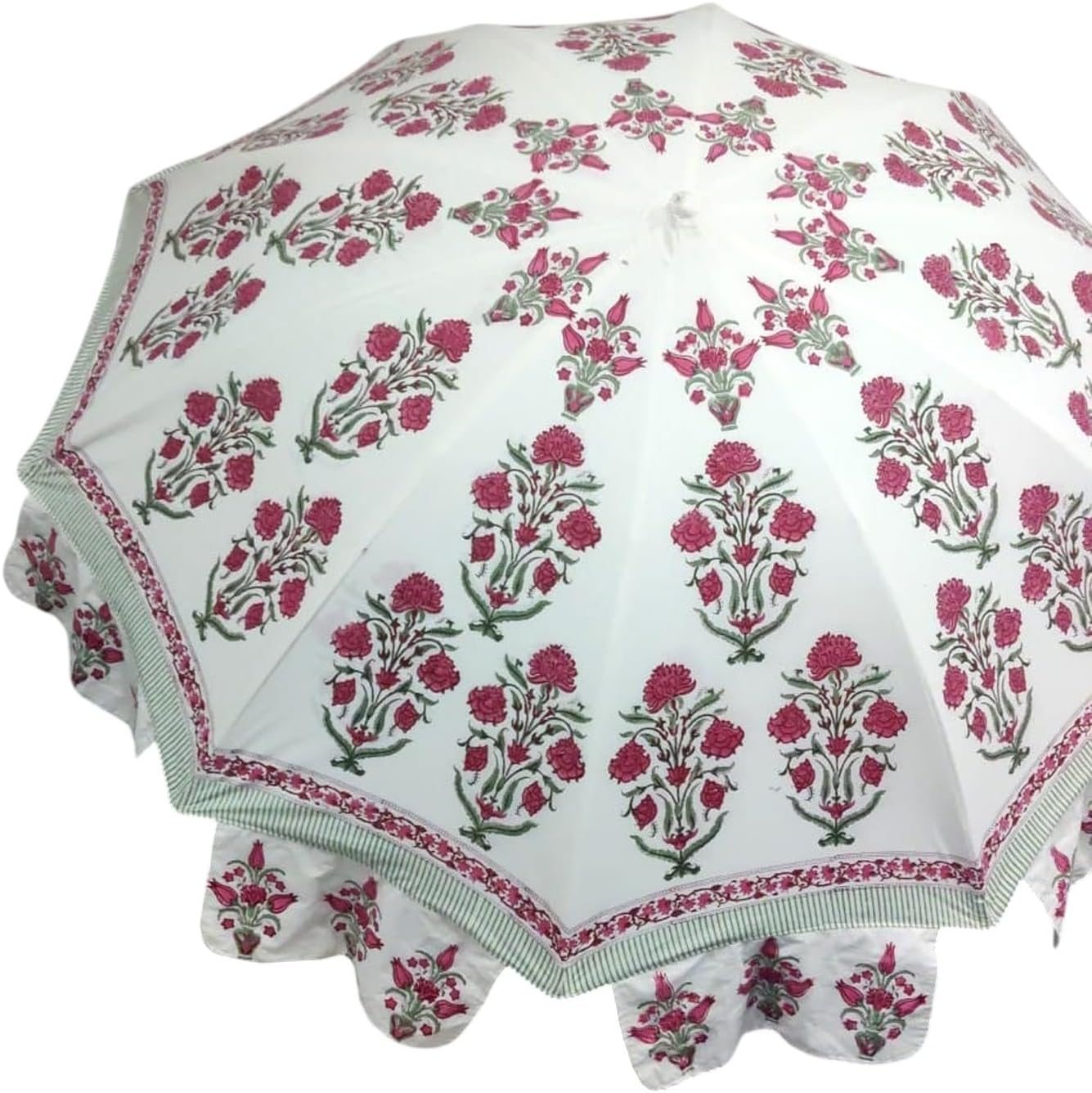 Indischer Gartenschirm für den Außenbereich, handgefertigt, Baumwolle, Terrassenschirm, bunter Rajasthani, dekorativer Regenschirm für Rasen, Terrasse und Hinterhof
