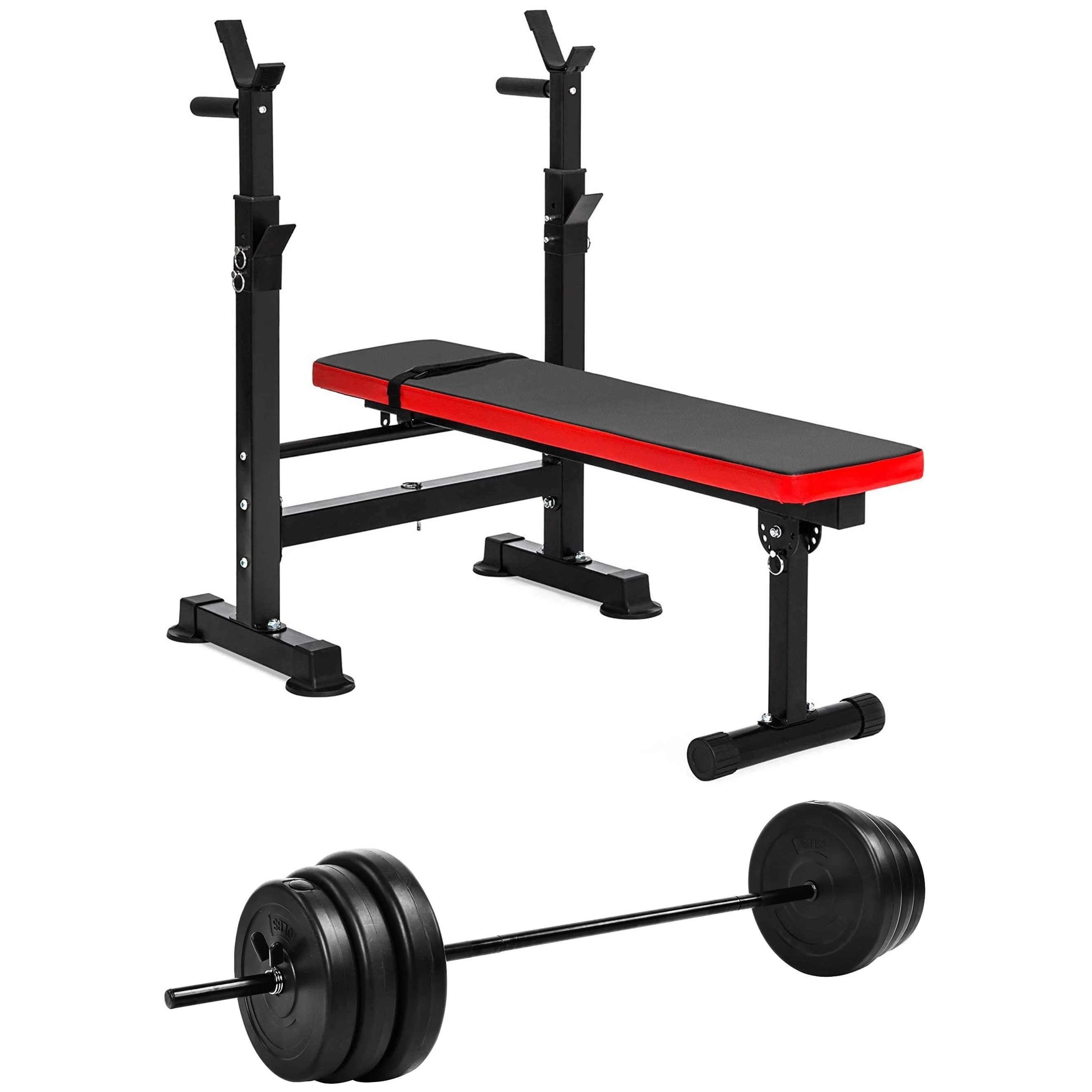 Fitvids Complete Workout Home Gym LX400 verstelbare olympische trainingsbank met squatrek en 45 kg halterset