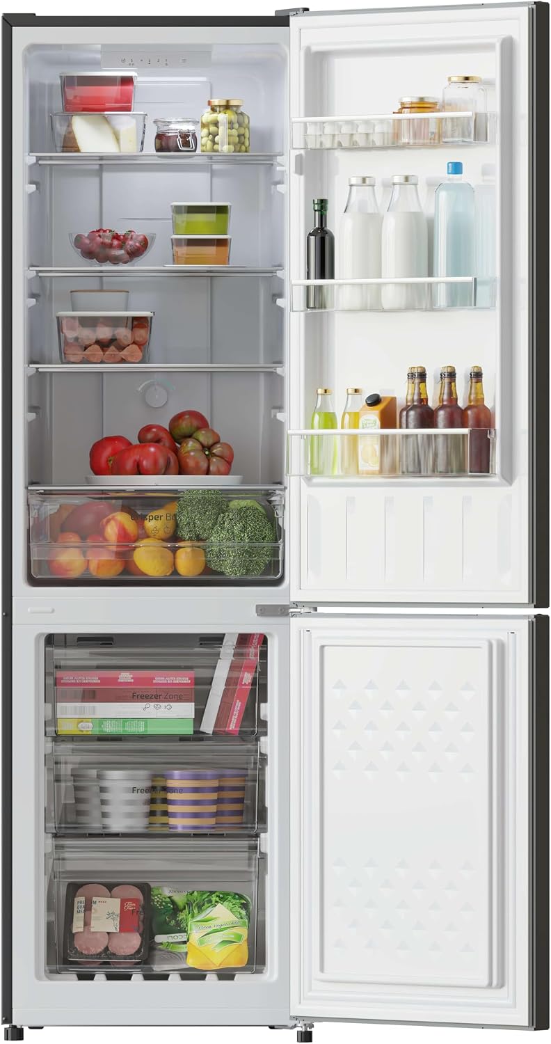 Cecotec Kühl-Gefrierkombination Bolero CoolMarket Combi 250 Dark E. Energieklasse E Kühl-Gefrierkombination Dunkler Edelstahl 180X55Cm, 250L, No Frost, Multi Air Flow und Humidity Box Schublade