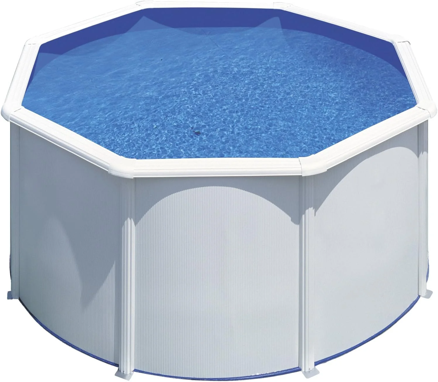 Piscina de Acero Elevada,Redonda con Aspecto Acero Blanco. Piscinas Desmontables para Jardín 240 x 120 cm - Piscina Gre KIT300ECO Fidji.