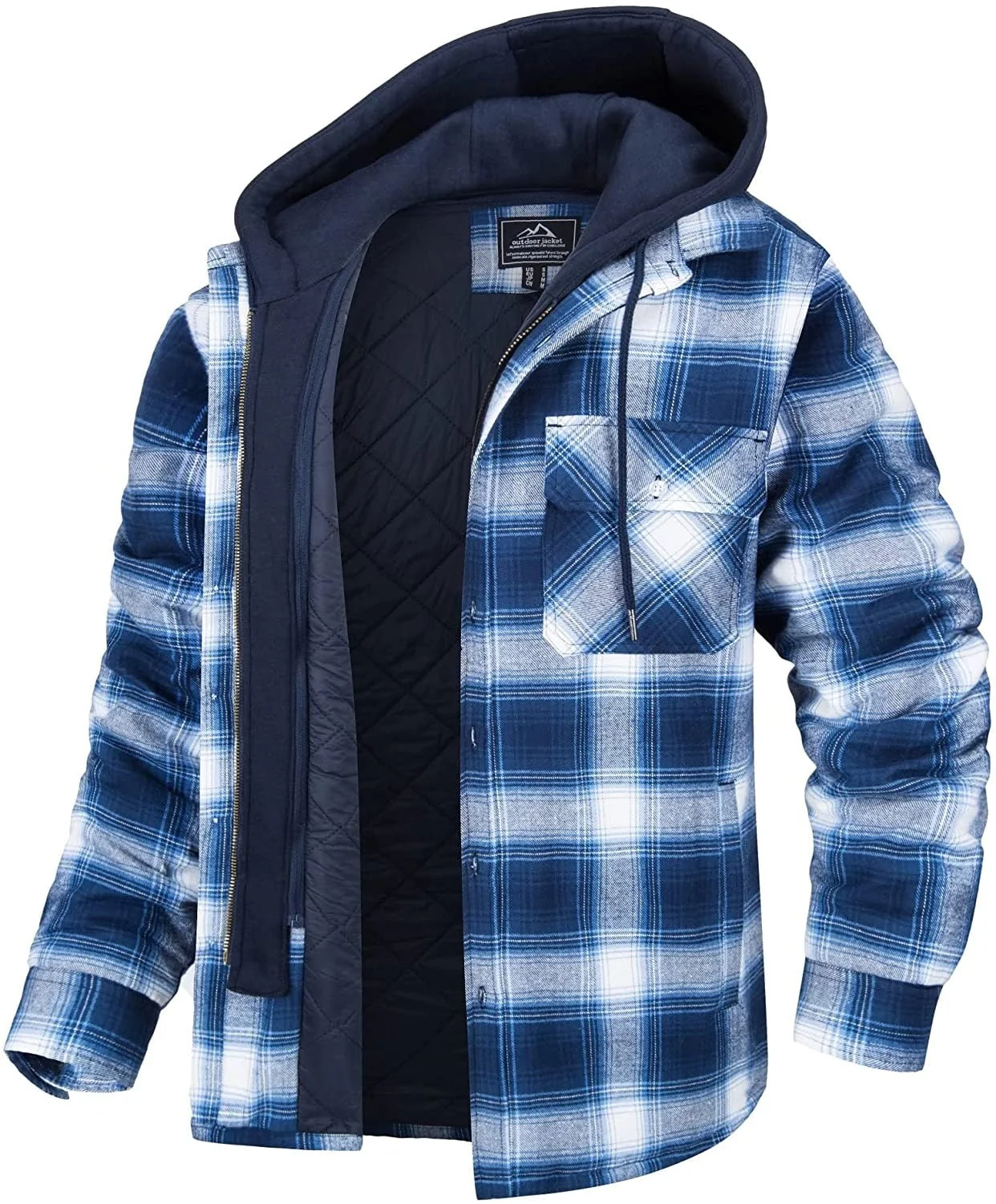 Herren-Kapuzenjacke mit Karomuster | Warm gef��ttert