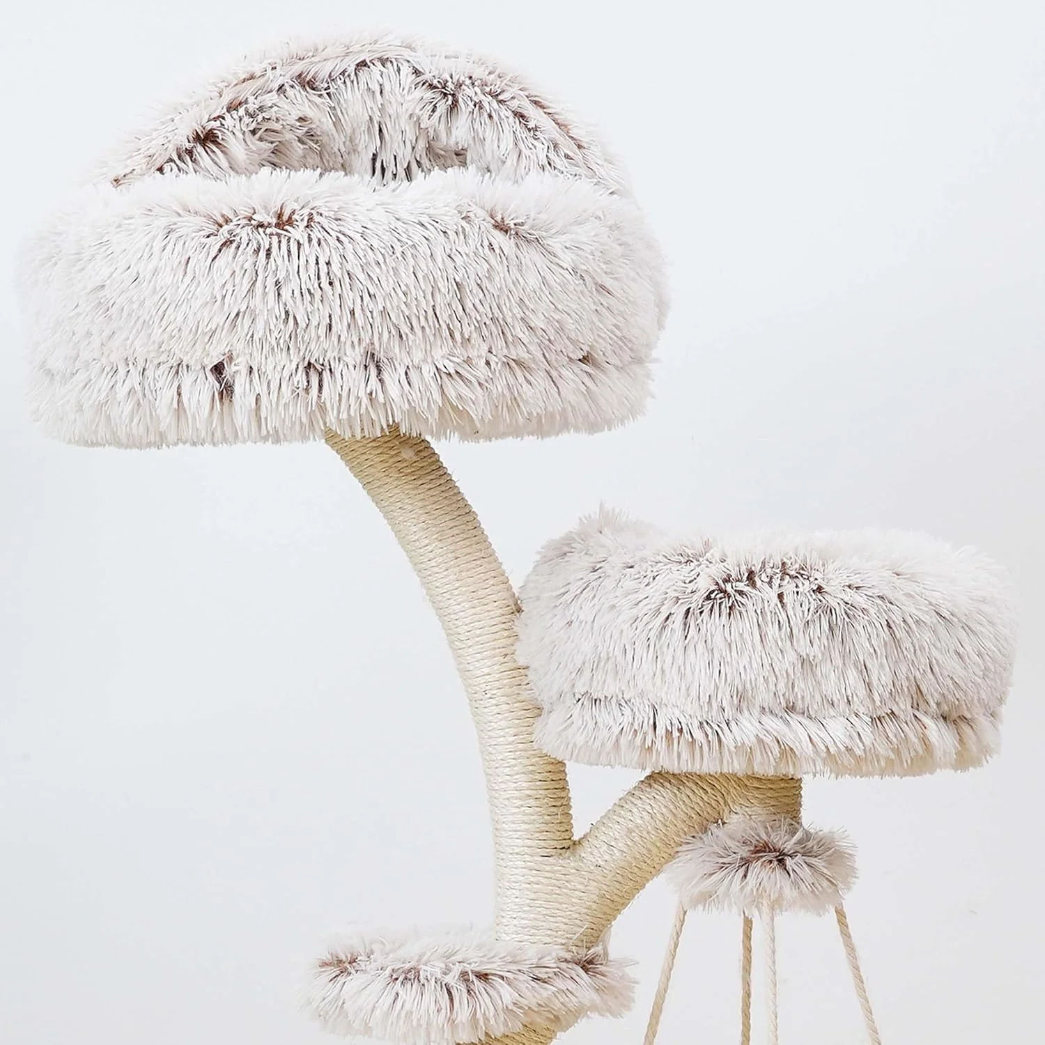 Fudajo Designer Krabpaal in Takontwerp 130 cm hoog, Kattenkrabpaal met Pluche en Sisal, Klimboom voor Katten, Kattenboom met Hanggemat