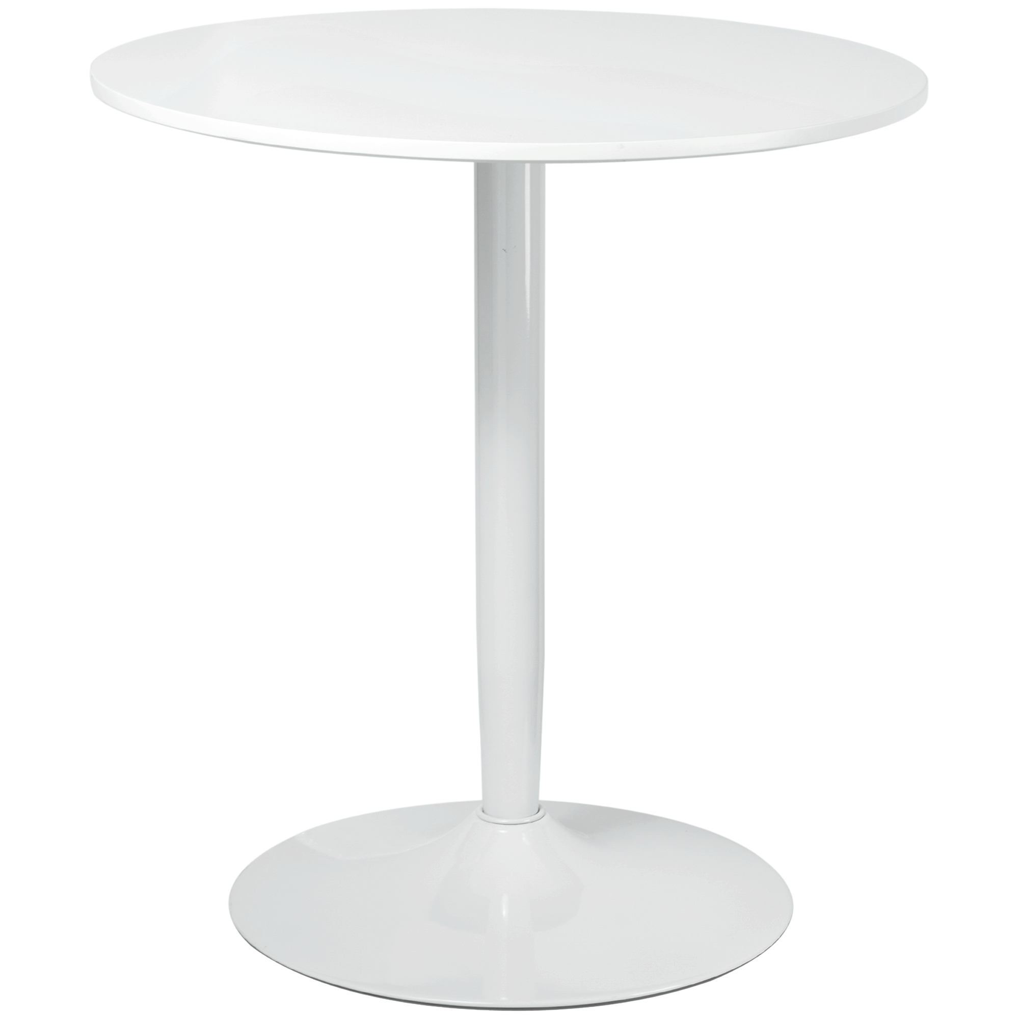 HOMCOM Eettafel voor 2 Personen, Ronde Tafelblad, Stalen Voet, wit, 70 x 70 x 75 cm