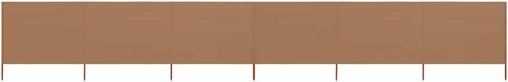 6-teiliges Windschutzgewebe mit Holzpfählen, Sichtschutzzaun, Faltbares Windschutz Sichtschutz für Camping, Balkon, 800x160 cm Taupe Vliesstoff, Holz