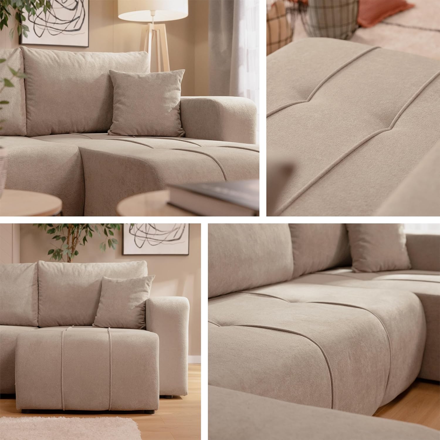 Mirjan24 Wohnlandschaft Furyn U, Ecksofa mit Schlaffunktion und Bettkasten, U-Form Couch, symmetrisches Polstersofa, Eckcouch (Velo 623)