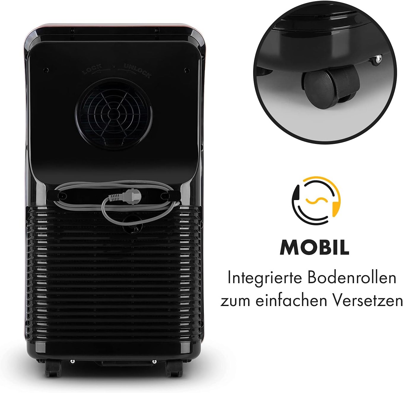Klarstein Mobile Klimaanlage mit Abluftschlauch, 4-in-1 Klimagerät mit Ventilator, Luftentfeuchter & Nachtmodus, Kleine & Portable Klimaanlage für Wohnung & Büro, Niedriger Verbrauch, 9000 BTU