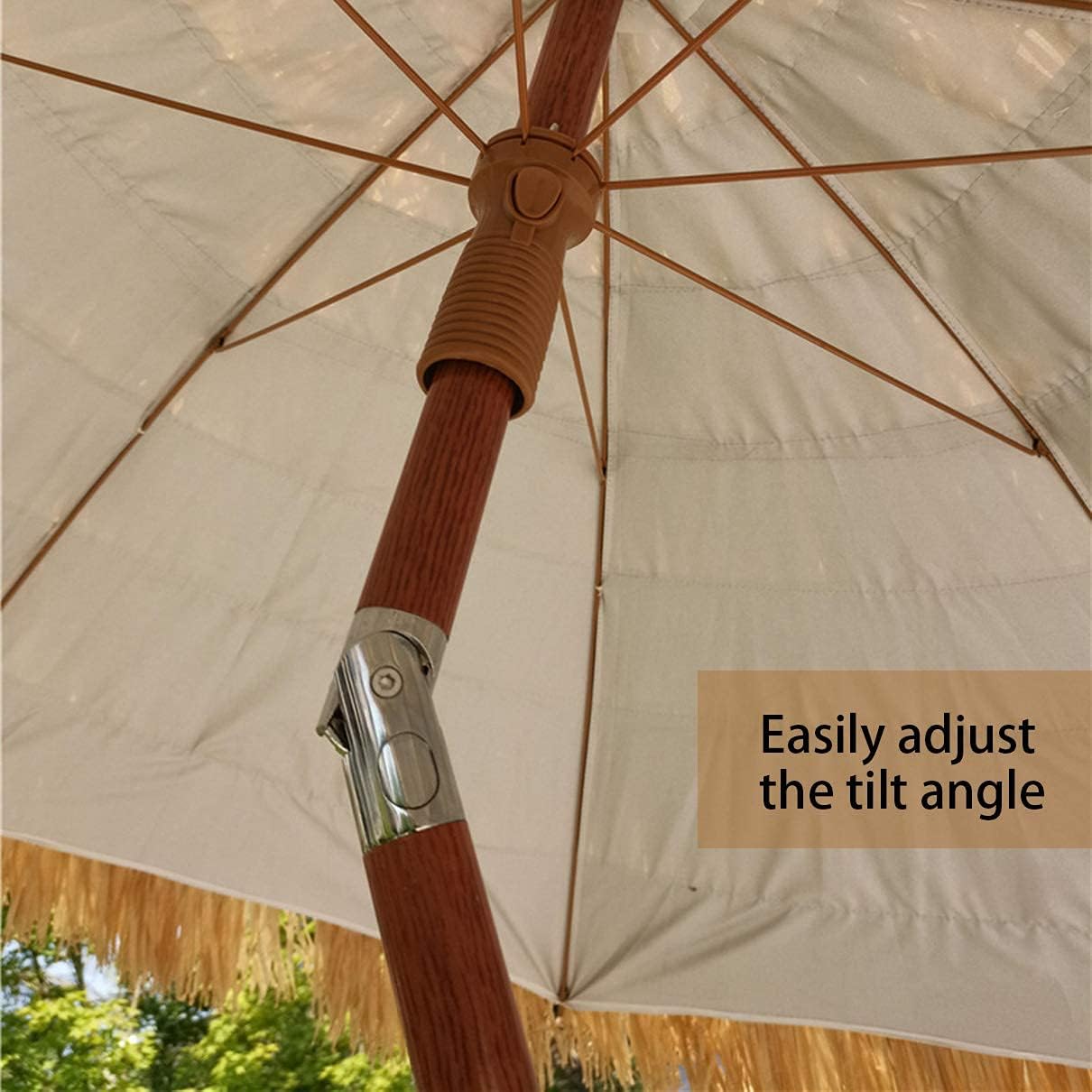 Garten Parasols Hawaii Stroh Parasole, Regenschirme für den Außenpool, faltende Stroh -Terrassen -Regenschirm, 2 m/7,4 Fuß runden Garten Parasol Café Housewares Windproof Portable Outdoor Parasols