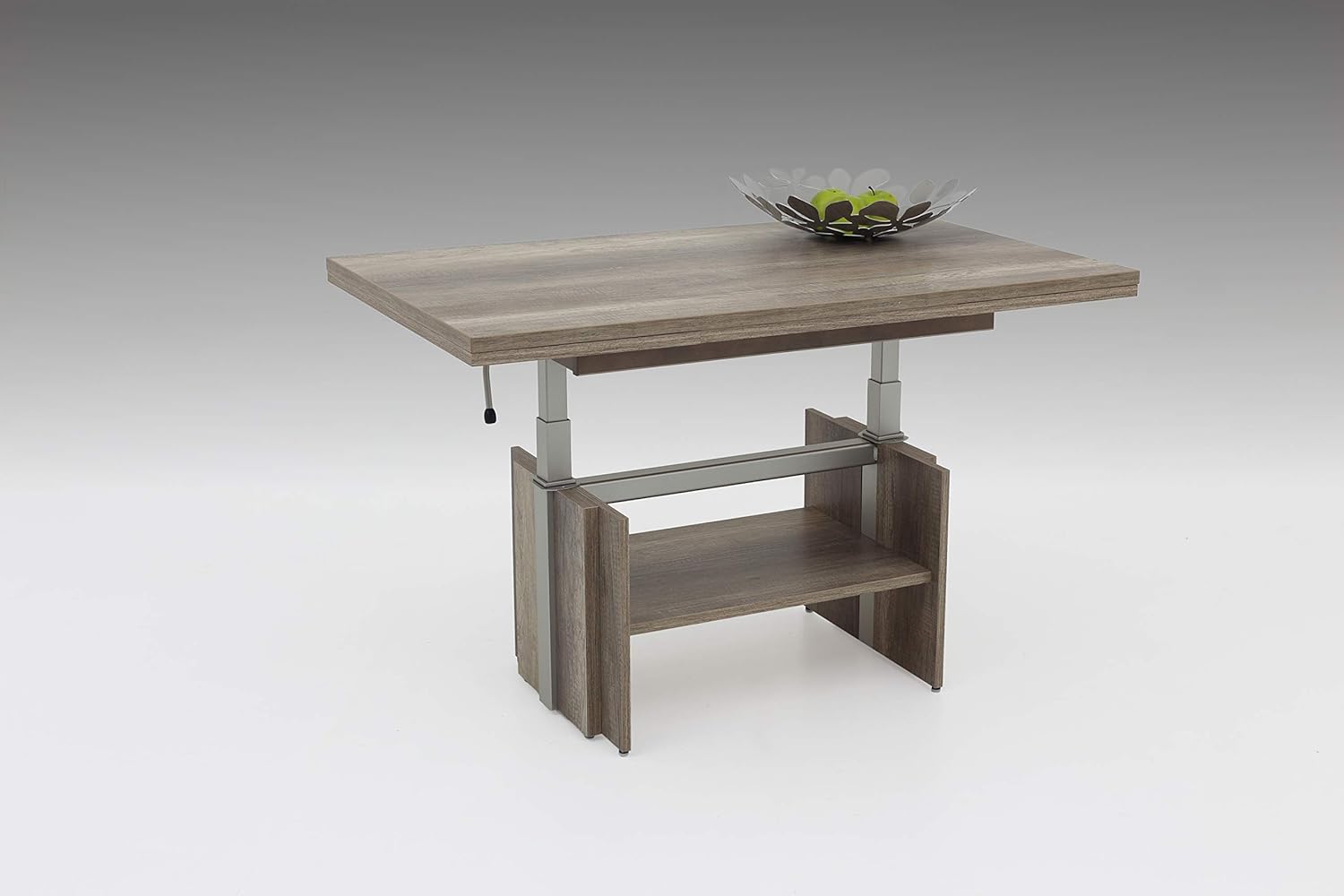Hela Tische, Couchtisch Wohnzimmertisch Jerome, Holzwerkstoff melaminbeschichtet, Wildeiche, ausziehbar 110-177cm, höhenverstellbar mit Lift 53-69cm