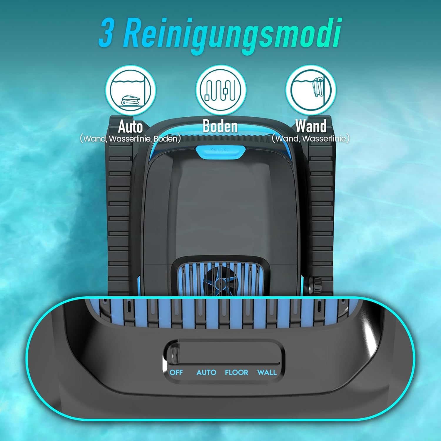 (2026 Neu) PC10 Poolroboter, Poolsauger Akku Kabelloser, Poolroboter Boden und Wand, Wasserlinie, 18927 LPH, Intelligenten Navigation, Wandklettern, Poolreiniger für Pools bis 170㎡