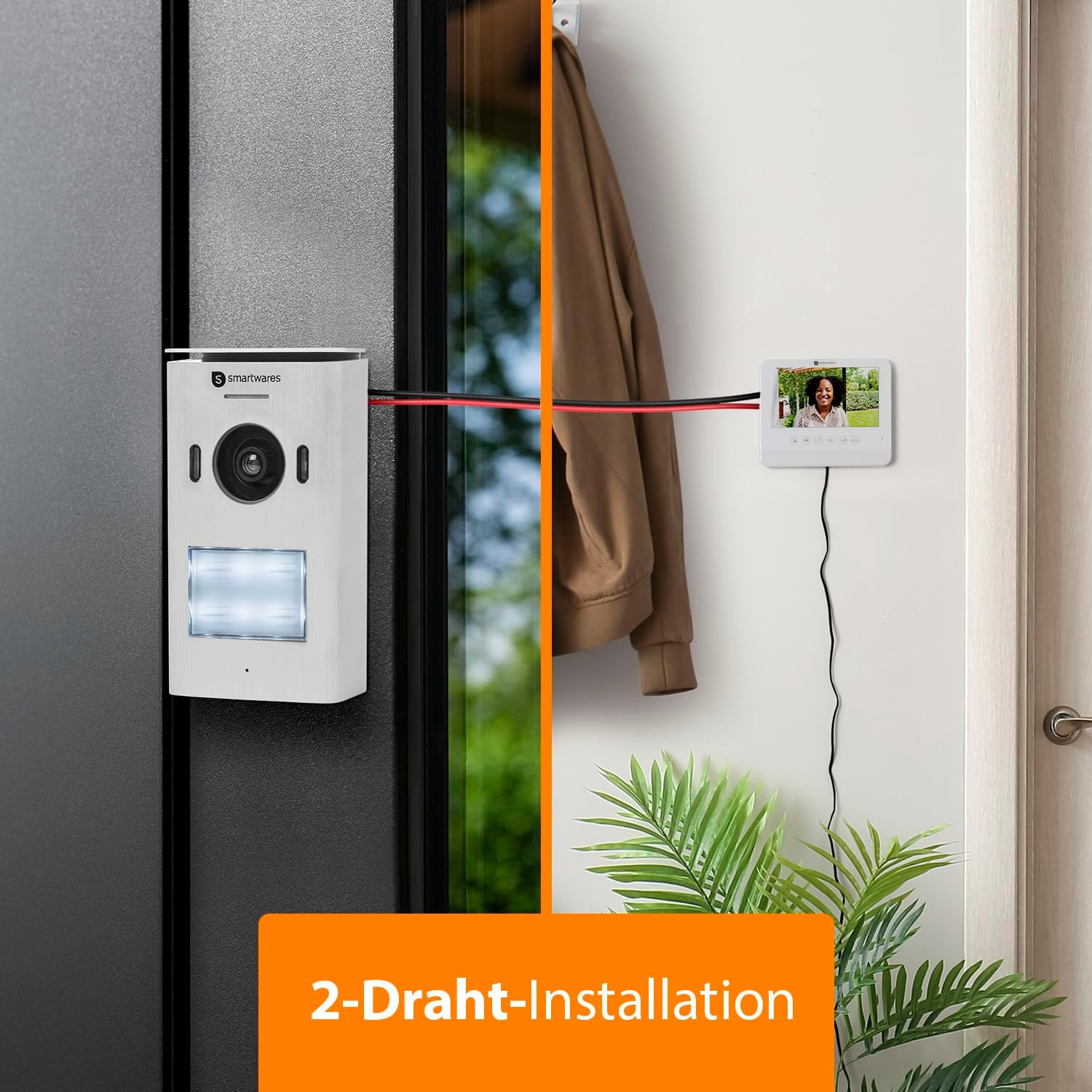Smartwares HD Video-Türgegensprechanlage für 1 Wohneinheit, 7 Zoll (17,8 cm) Monitor mit Touchscreen-Panel/Türöffnerfunktion / 2-Draht-Technik, Silber, 1-Partei HD-Videogegensprechanlage