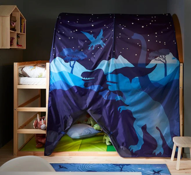 2025 KURA Omkeerbaar Bed, Wit/Den, 90x200 cm