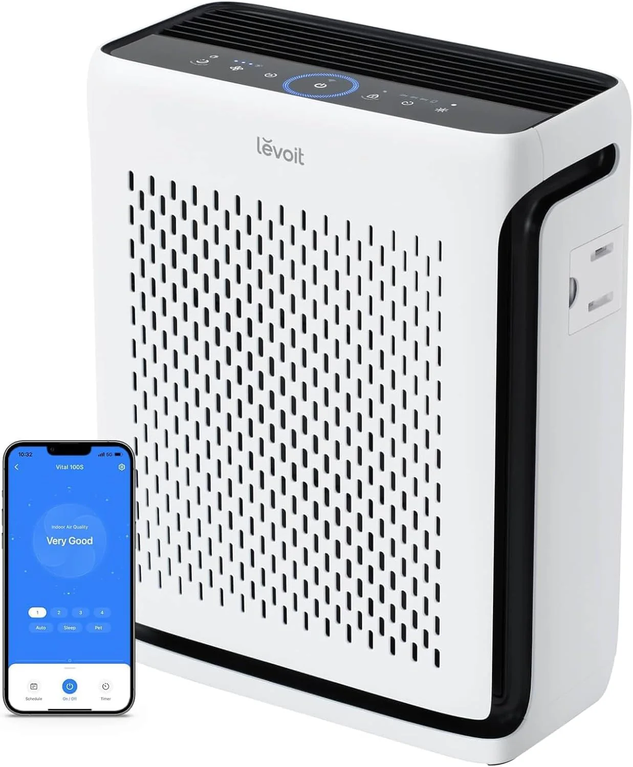LEVOIT Air Purifier for Home Large Room Up to 1073Ft虏 with Air Quality Monitor. AHAM VERIFIDE. Smart WiFi. Washable Pre-Filter. HEPA Sleep Mode for Pets. Allergies. Dust. Pollen. Vital 100S-P. White