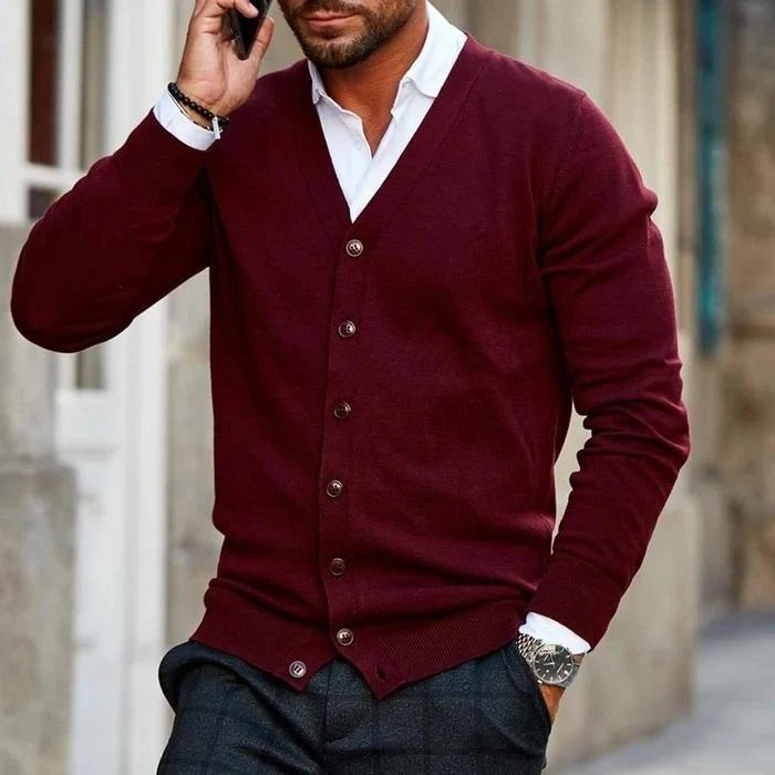 Eleganter Herren-Strickjacke mit Kn?pfen | Smart Casual