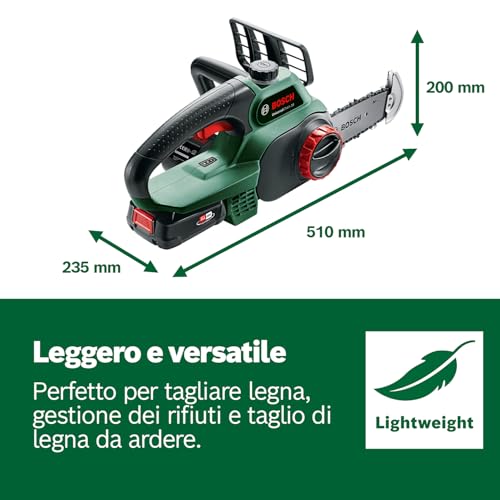 Bosch Motosega Elettrosega UniversalChain 18 (batteria da 2.5 Ah, caricabatteria, sistema SDS, lunghezza barra: 200 mm, sistema da 18 V, confezione in cartone) : Amazon.it: Fai da te