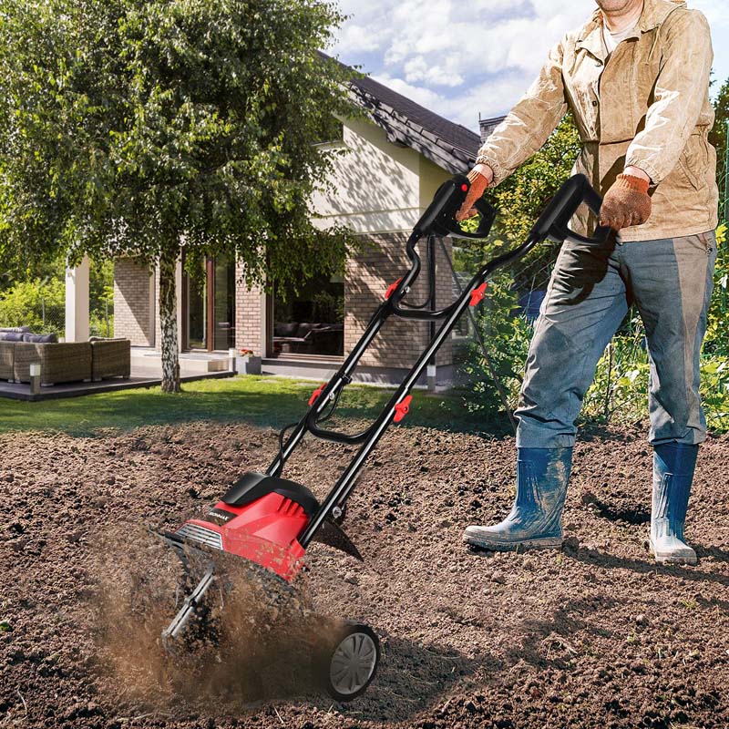 Electric Tiller Corded Power Cultivator with Foldable Handle, 9