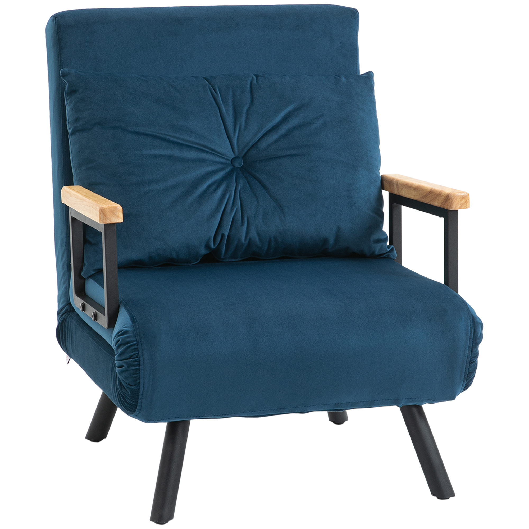 Relaxstoel Ligstoel Fluweel, Ligfunctie, Fluweel, 63 cm x 73 cm x 81 cm, Blauw