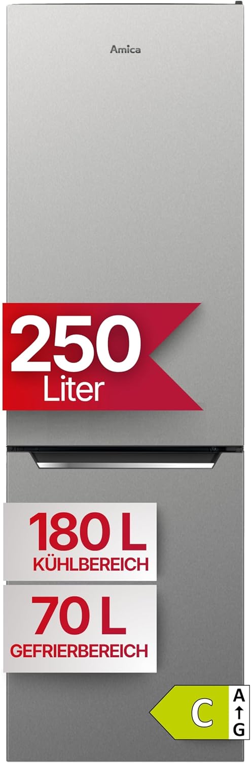 Amica Kühl Gefrierkombination freistehend Total NoFrost 181 x 54 x 59,1 cm 250 l Nutzinhalt VitControlPlus FreshZone elektronische Steuerung - Edelstahloptik
