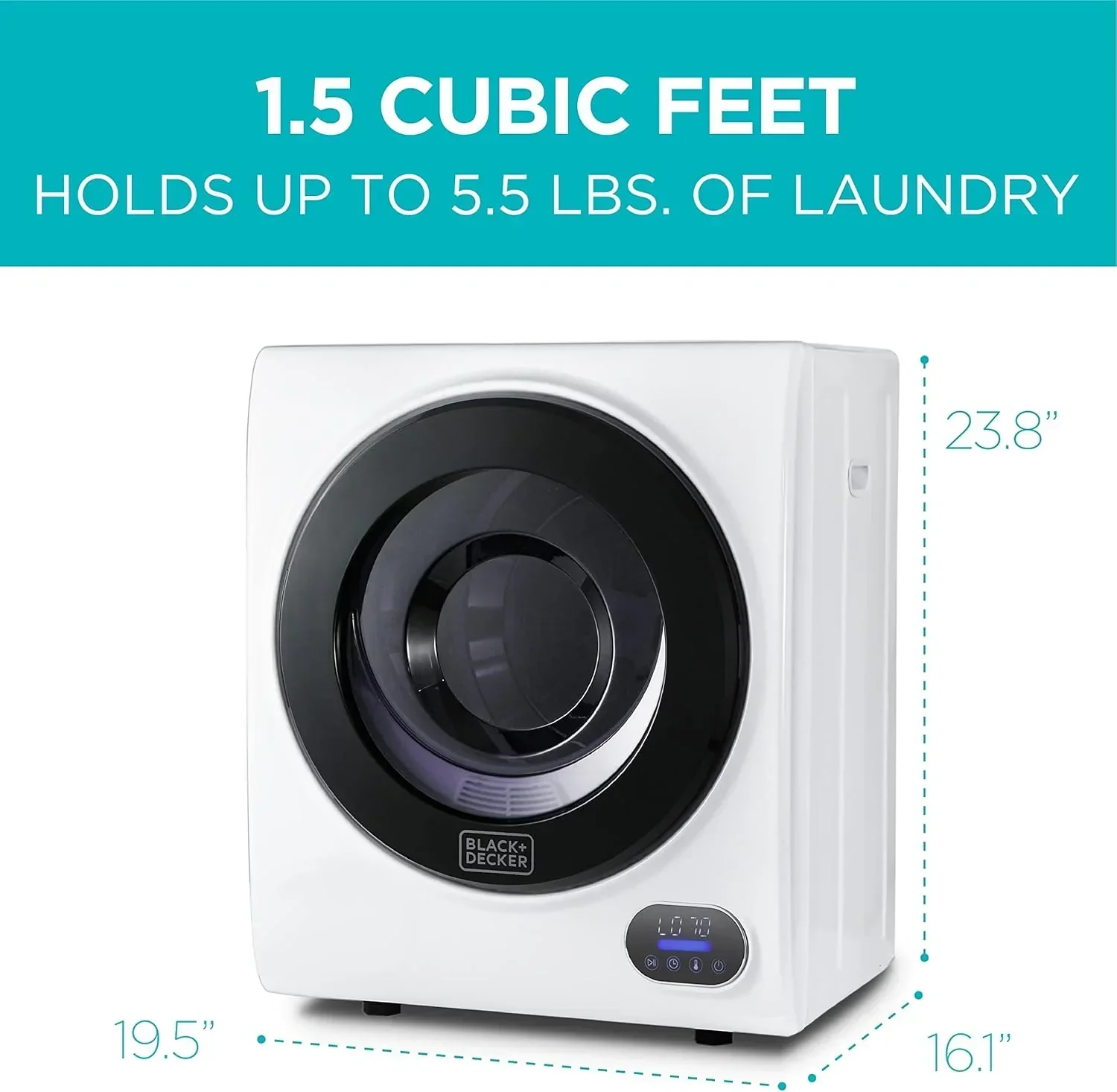 Compact Clothes Dryer 1.5 Cu. Ft. 850W Electric Dryer 120V Vented Dryer Stainless Steel Drum