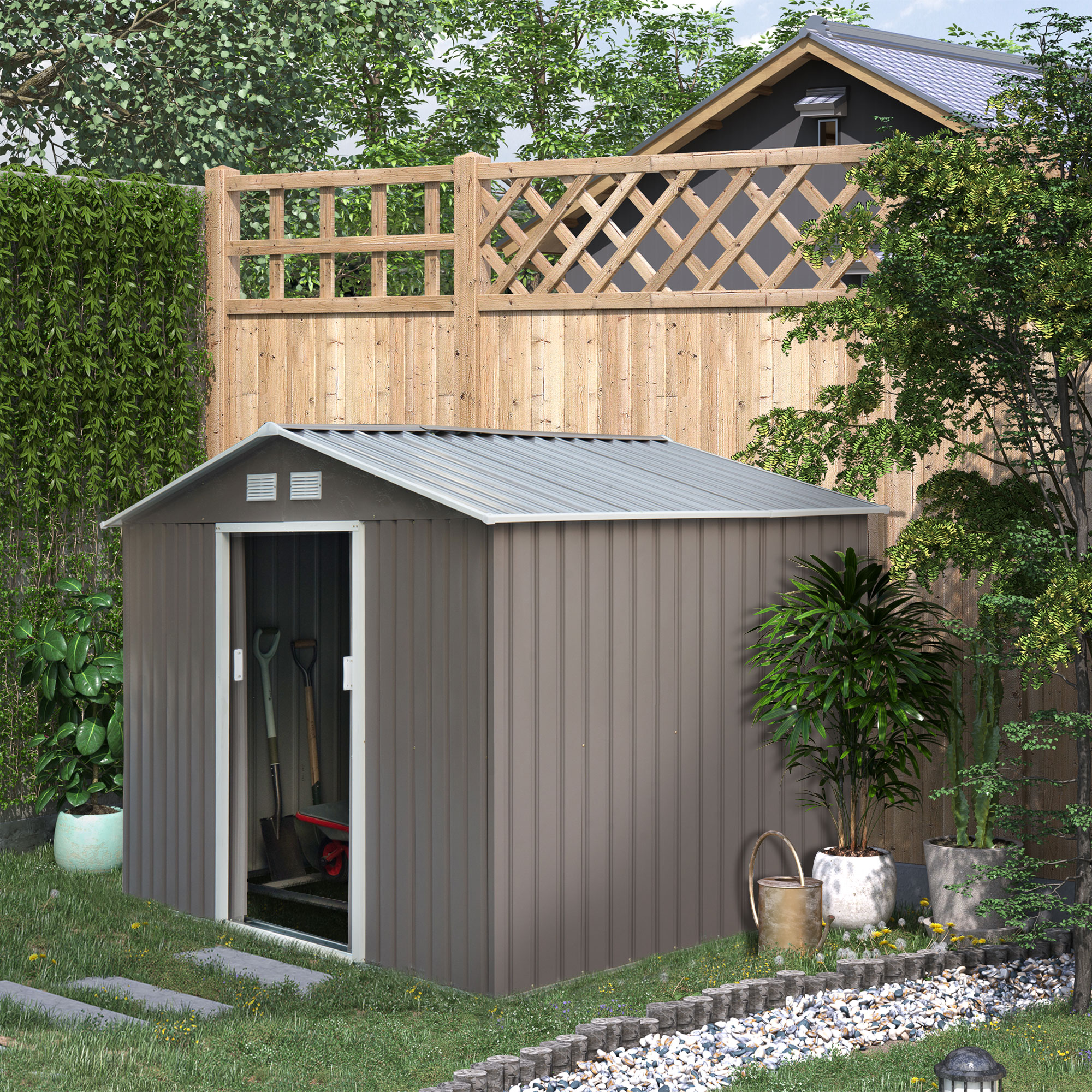Outsunny Gereedschapsschuur tuinhuis gereedschapsschuur tuinkast gereedschapskast metaal