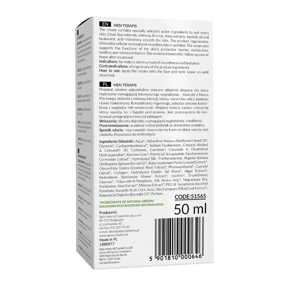 Apis MEN TERAPIS Smoothing Cream with Dead Sea Minerals | 50ml