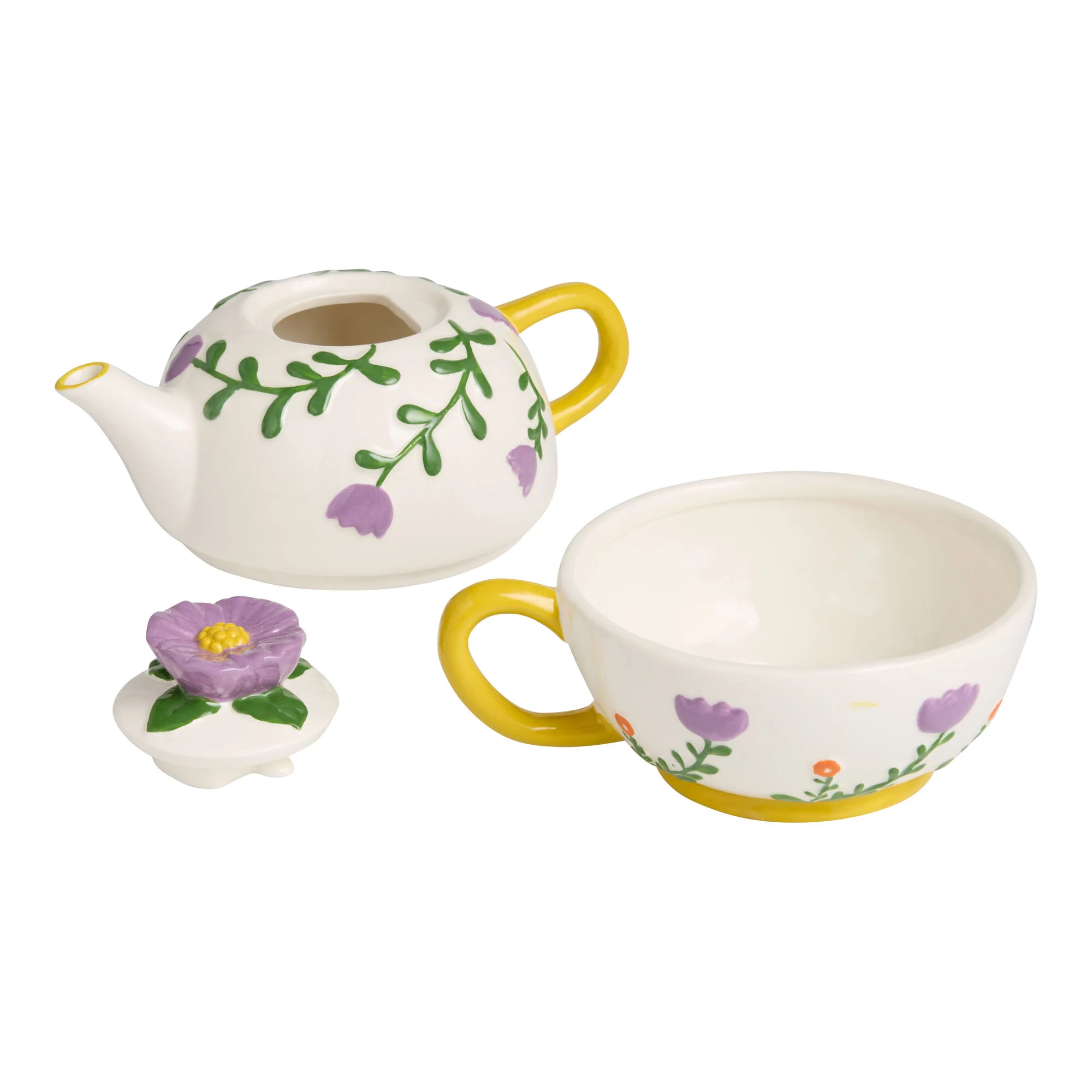 Lavender Floral Hand Painted Tea for One Teapot and Mug Set