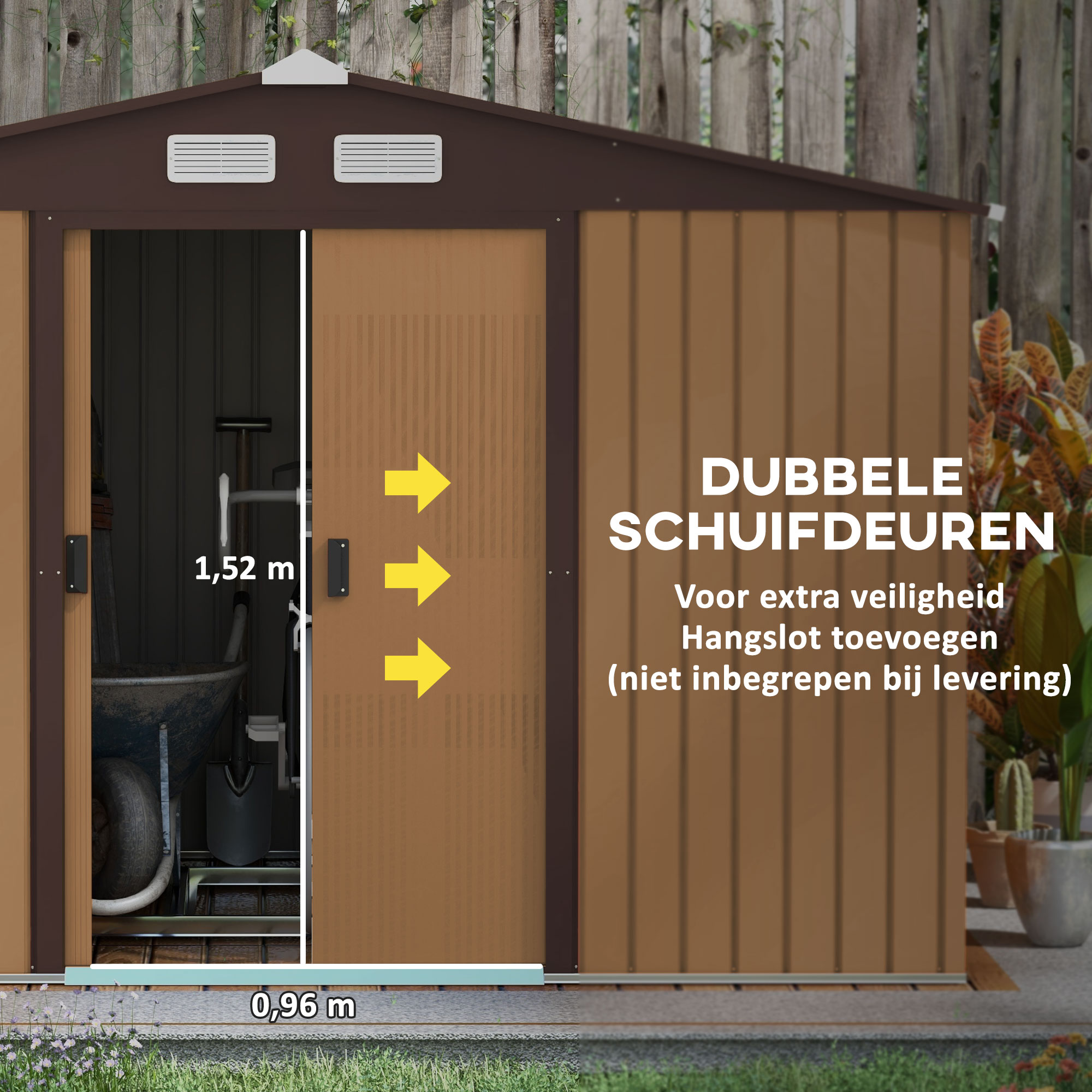 gereedschapsschuur met fundering gereedschapsschuur tuinschuur tuinschuur metaal geel 277 x 195 x 192 cm