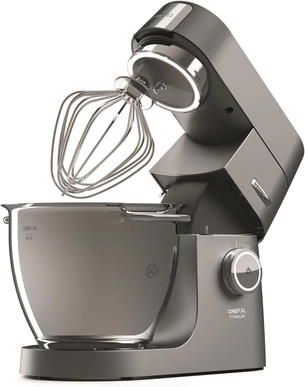 Kenwood Titanium Chef Baker KVL85.424SI Küchenmaschine mit integrierter Waage, inkl. 4-teiligem Patisserie-Set, 7 L und 5L Rührschüssel, stufenloser Geschwindigkeitsregler, 1200 W, Silber