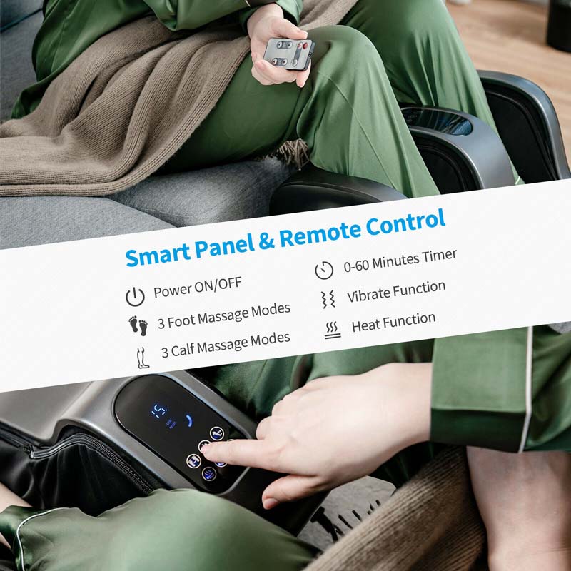 Foot Amp Calf Massager With Heat Amp Remote Shiatsu Kneading Electric Massage Machine With Adjustable Tilt Base Timer Lcd Screen