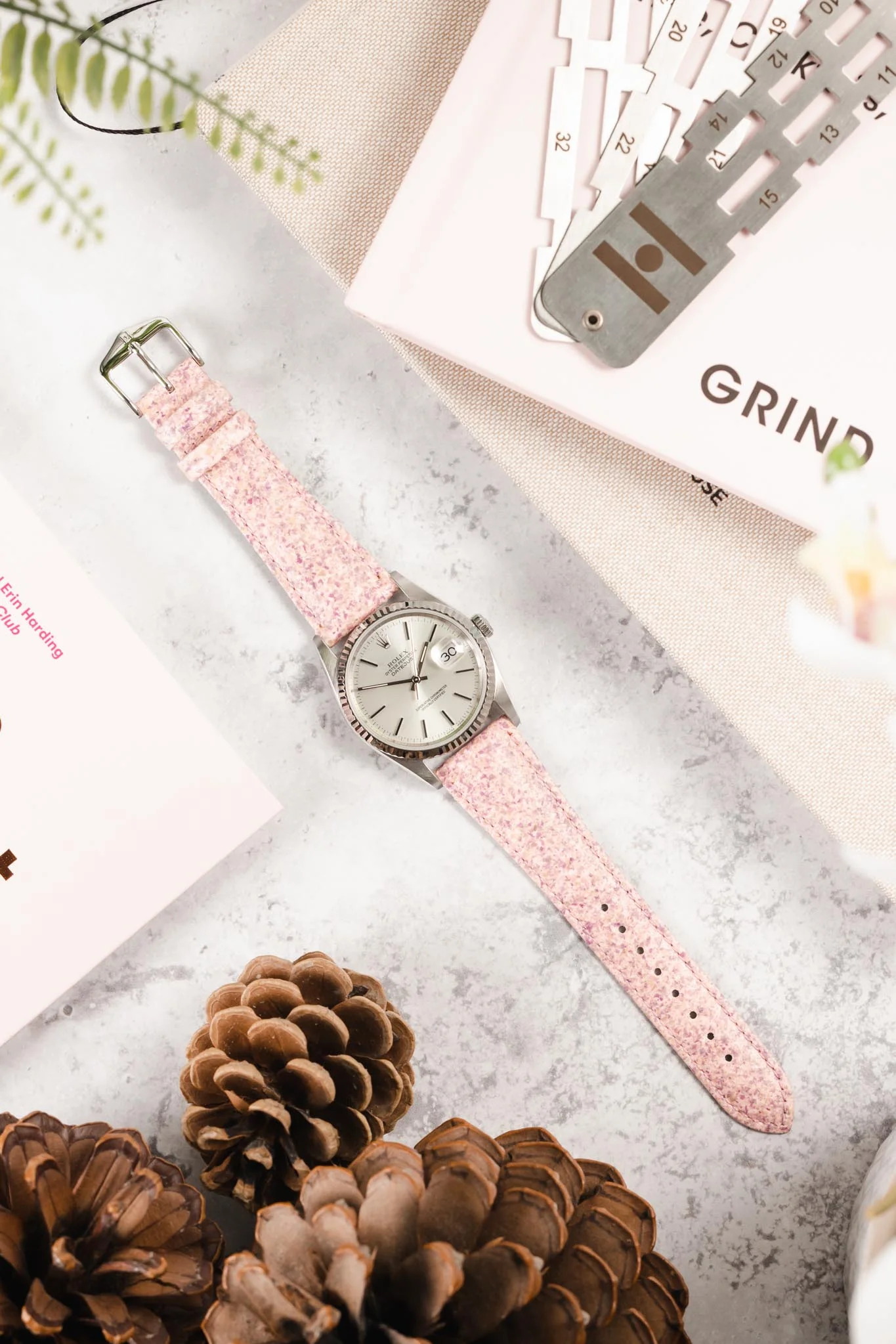 Hirsch ROSE Petal Vegan Fibre Watch Strap in PINK